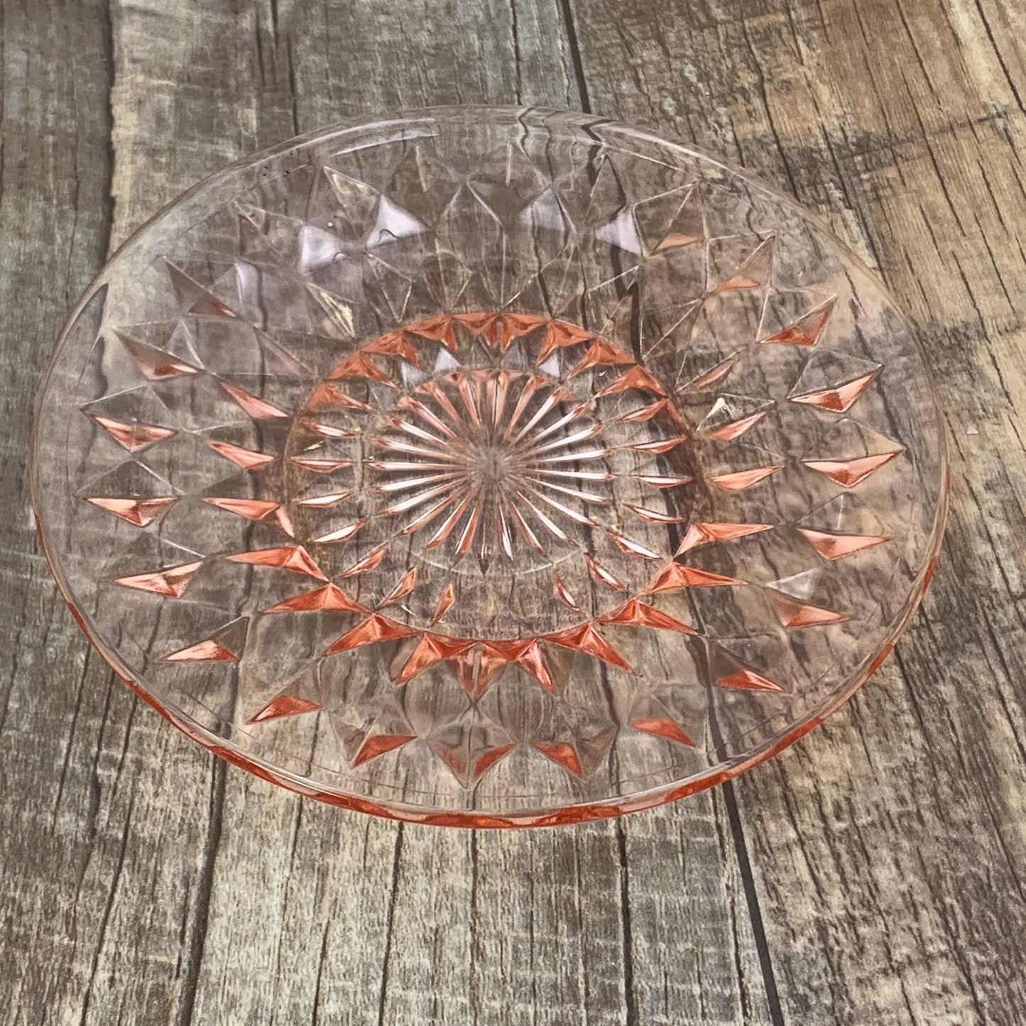 Pink Depression Glass Windsor Diamond Bread Plates 6" Jeanette Glass Company