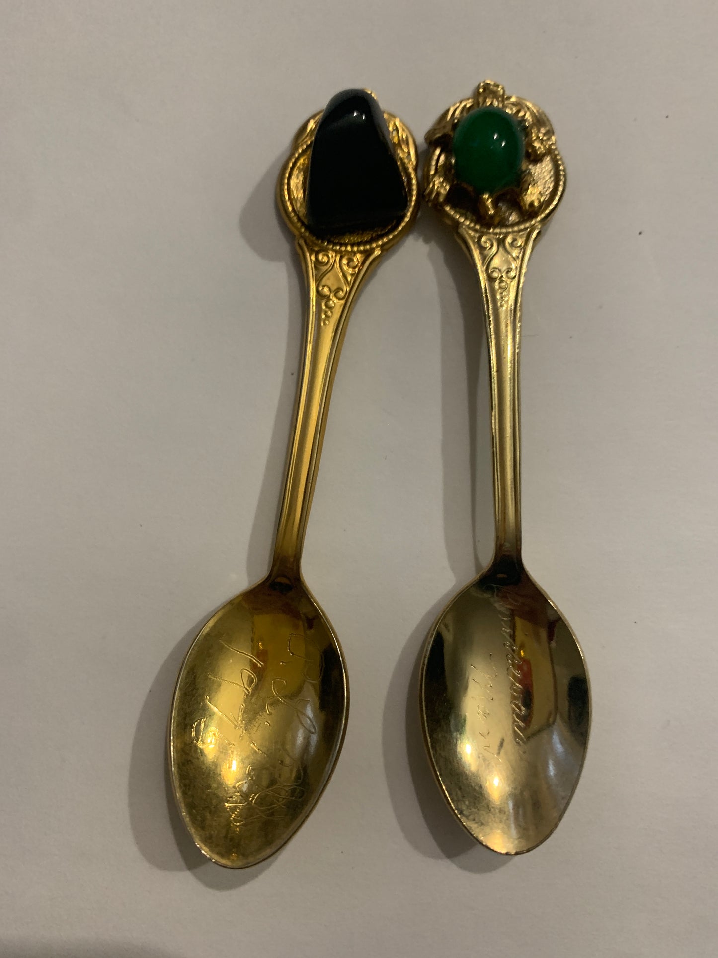Set of 5 Spoons Mini Spoons w Gemstone Vintage Collector Spoons