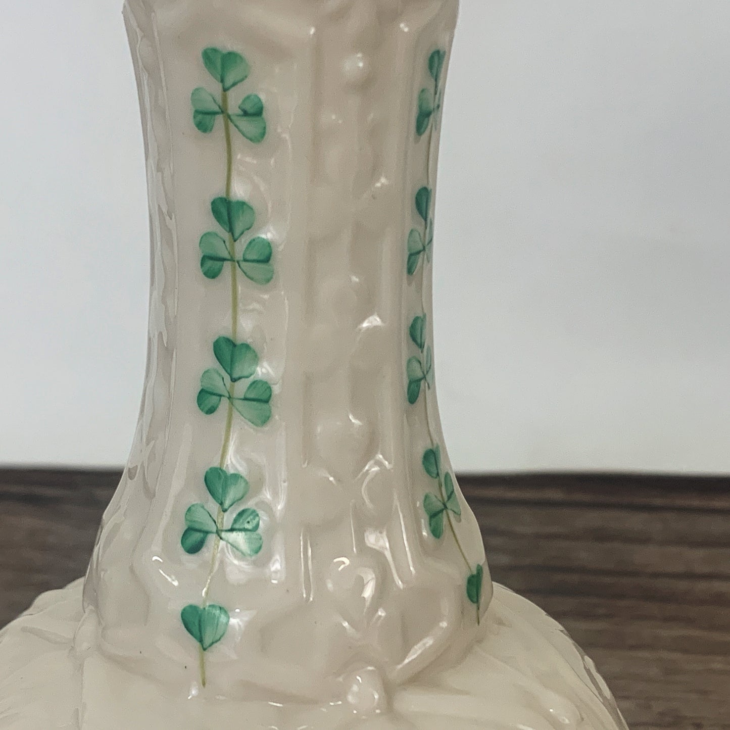 Belleek Shamrock Bud Vase, Irish Porcelain Spill Vase