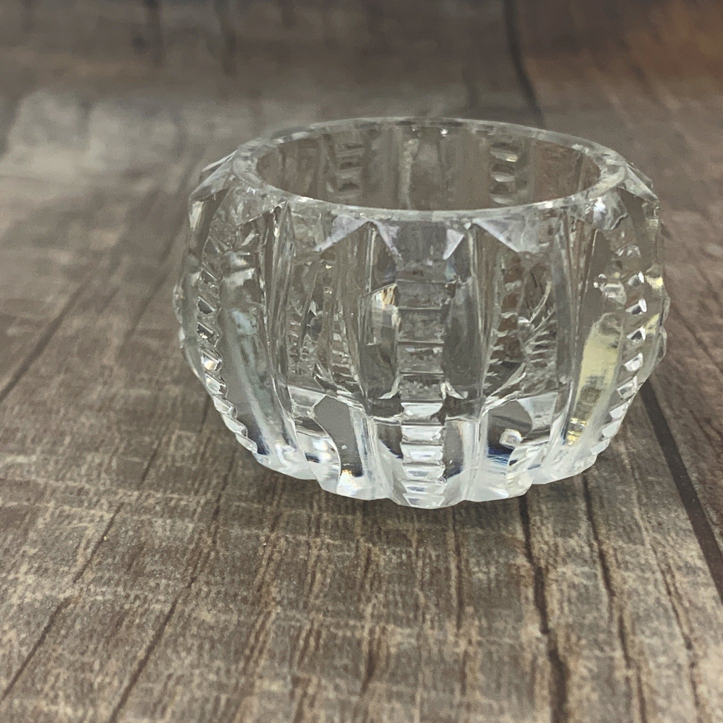 Clear Glass Open Salt Cellar, Cut Crystal Personal Salt Dips