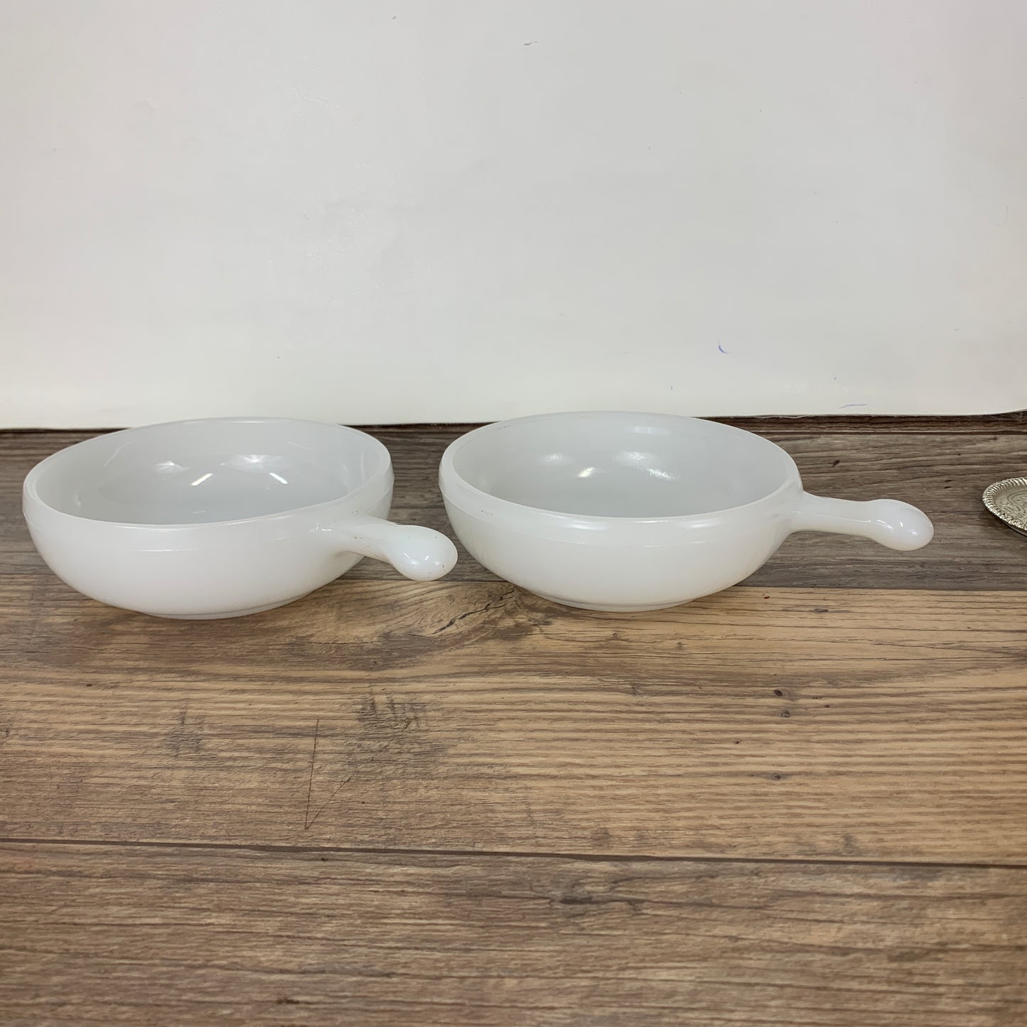 Milk Glass Soup Bowls with Handles - Set of 2