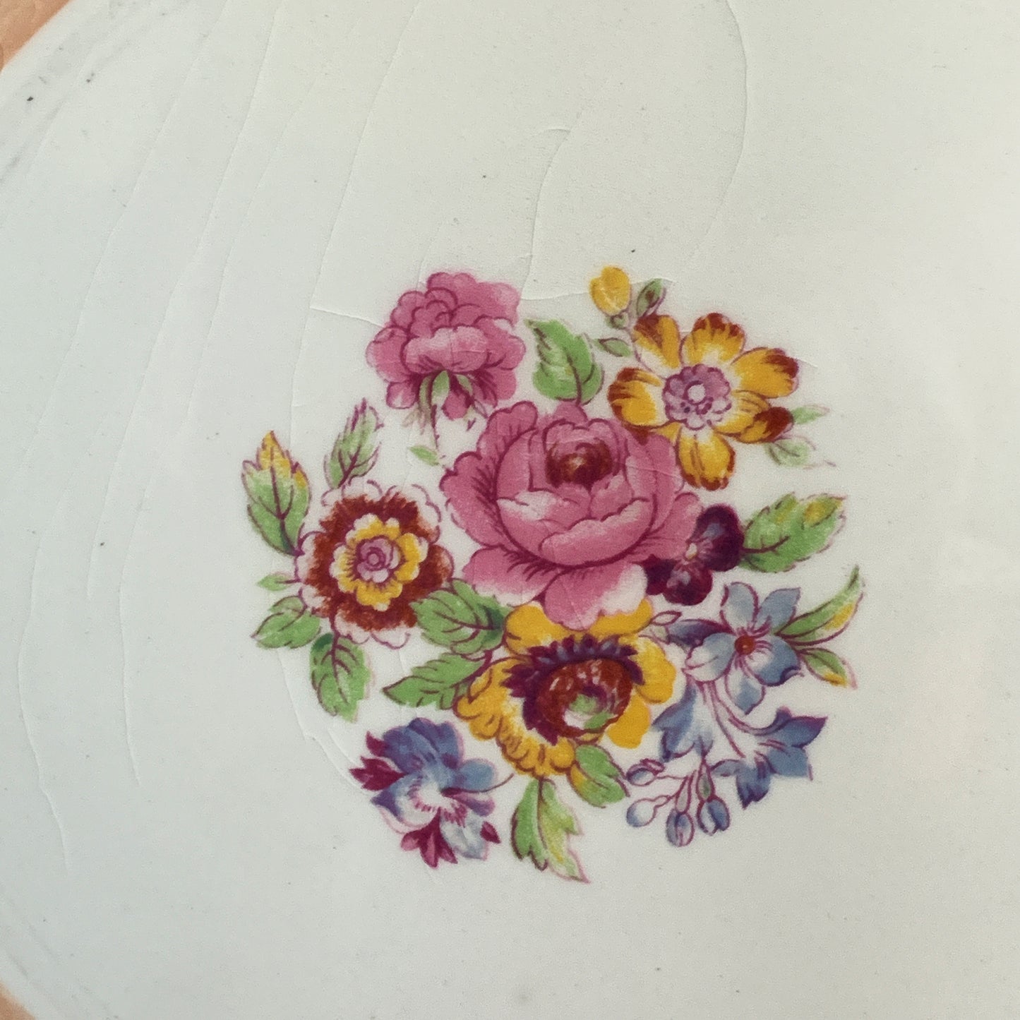 Vintage China Plate Simpsons (Potters Ltd) Peach and Cream Square Plate