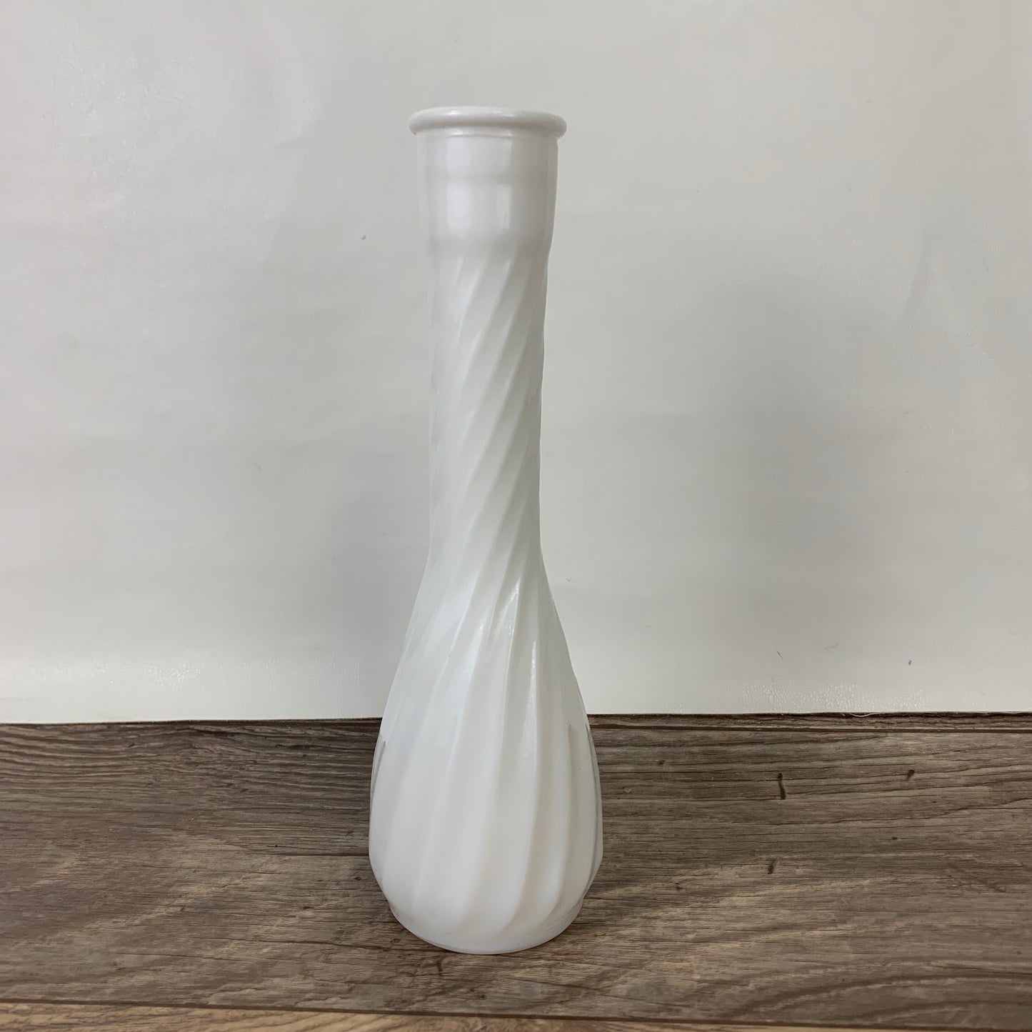 Milk Glass Bud Vase with Swirl Pattern