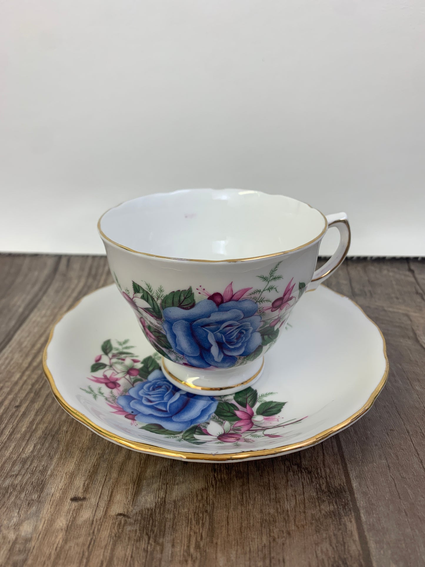 Vintage Teacup with Blue Roses Vintage Royal Vale English Tea Cup Vintage Gifts
