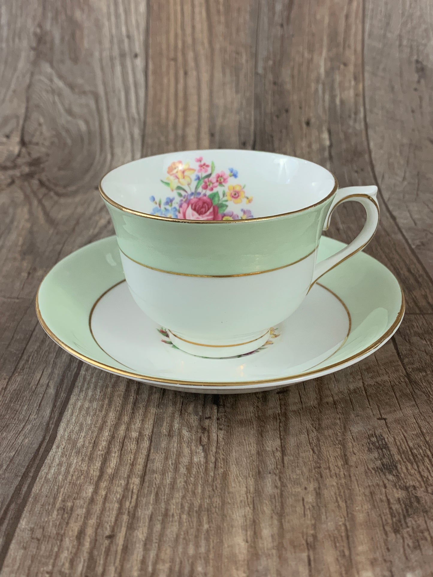Vintage Pale Green Teacup Royal Vale Vintage Tea Cup