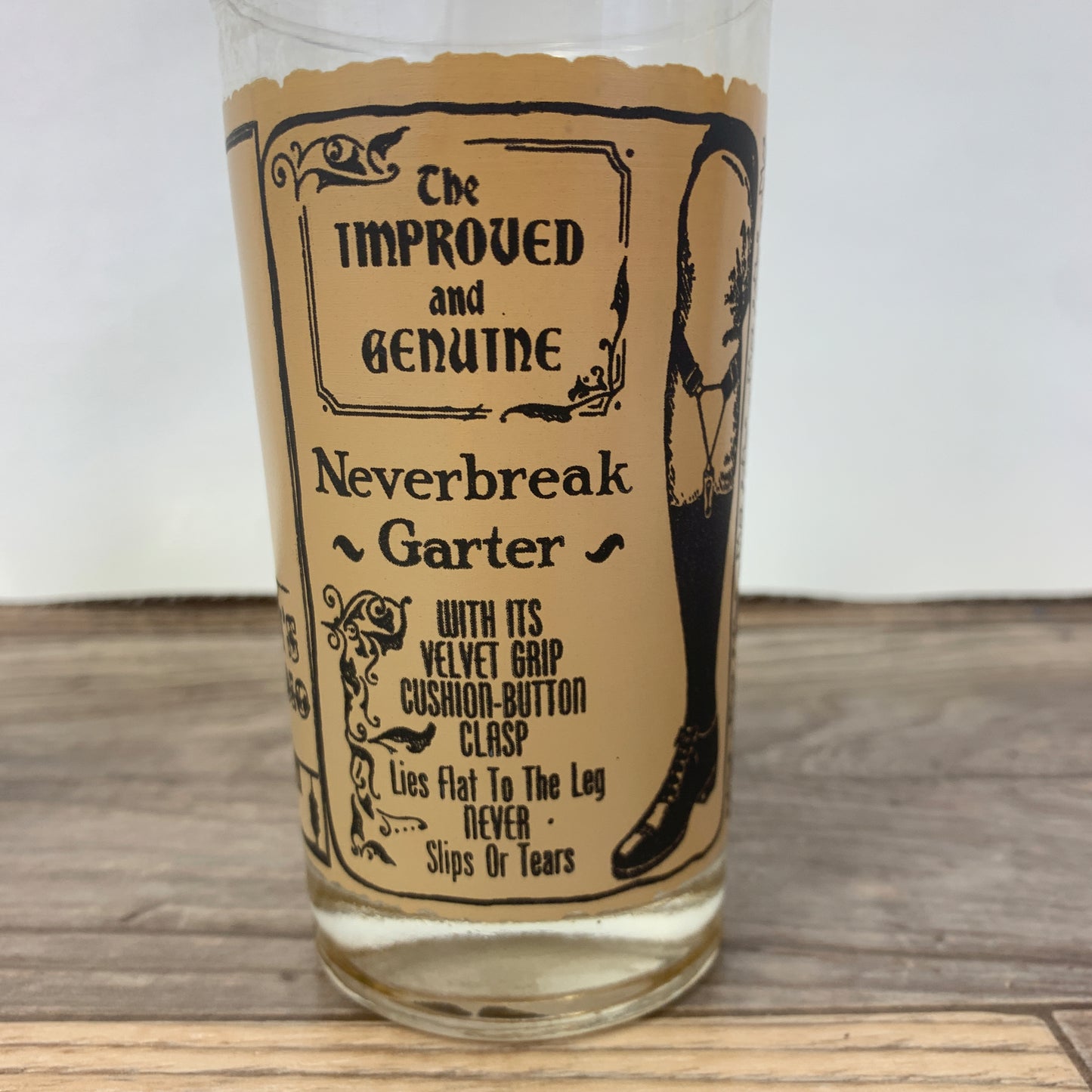 Set of 5 Vintage Juice Glasses with Antique Reproduction Advertising Posters