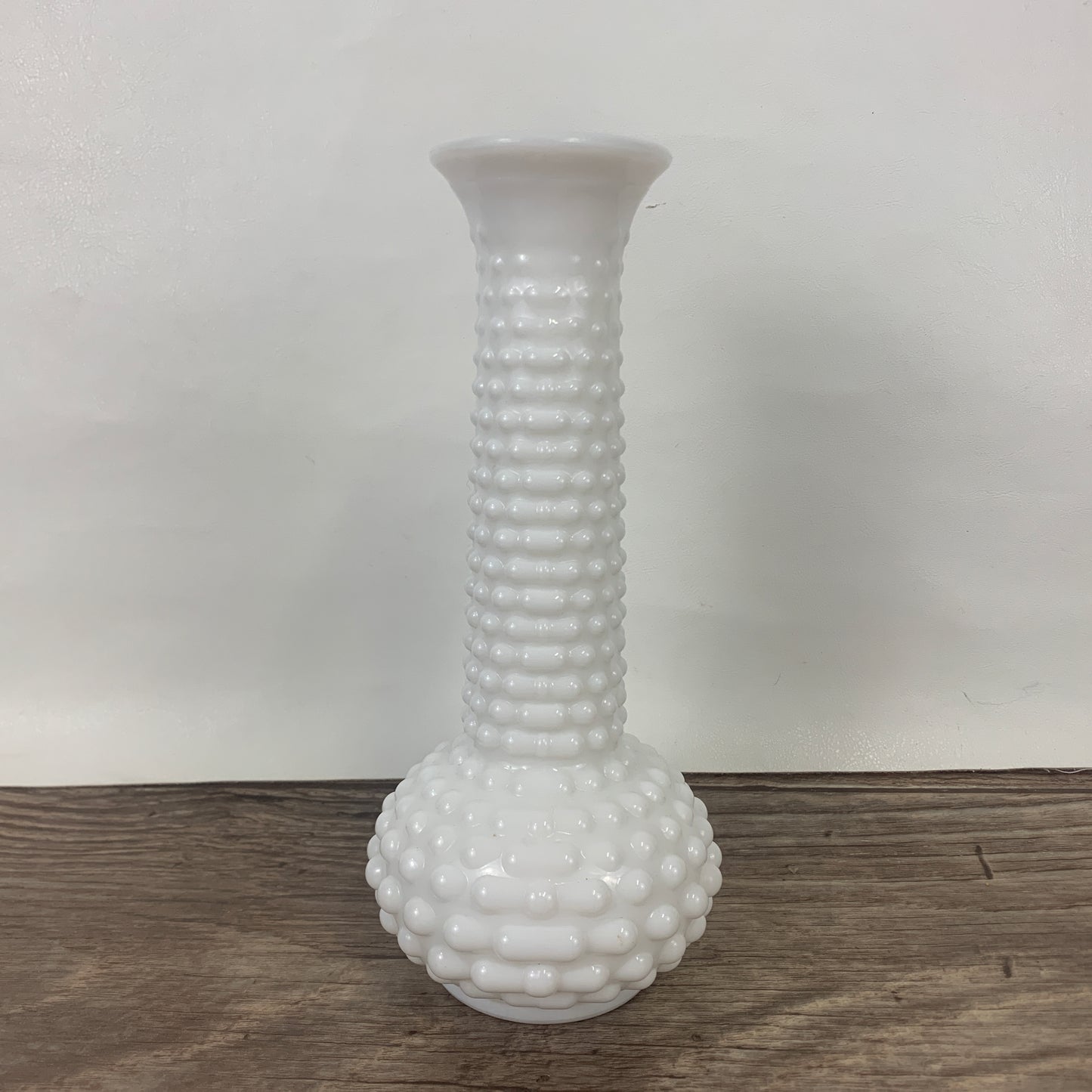 Milk Glass Hobnail Bud Vase, E O Brody Vintage Glass Vase