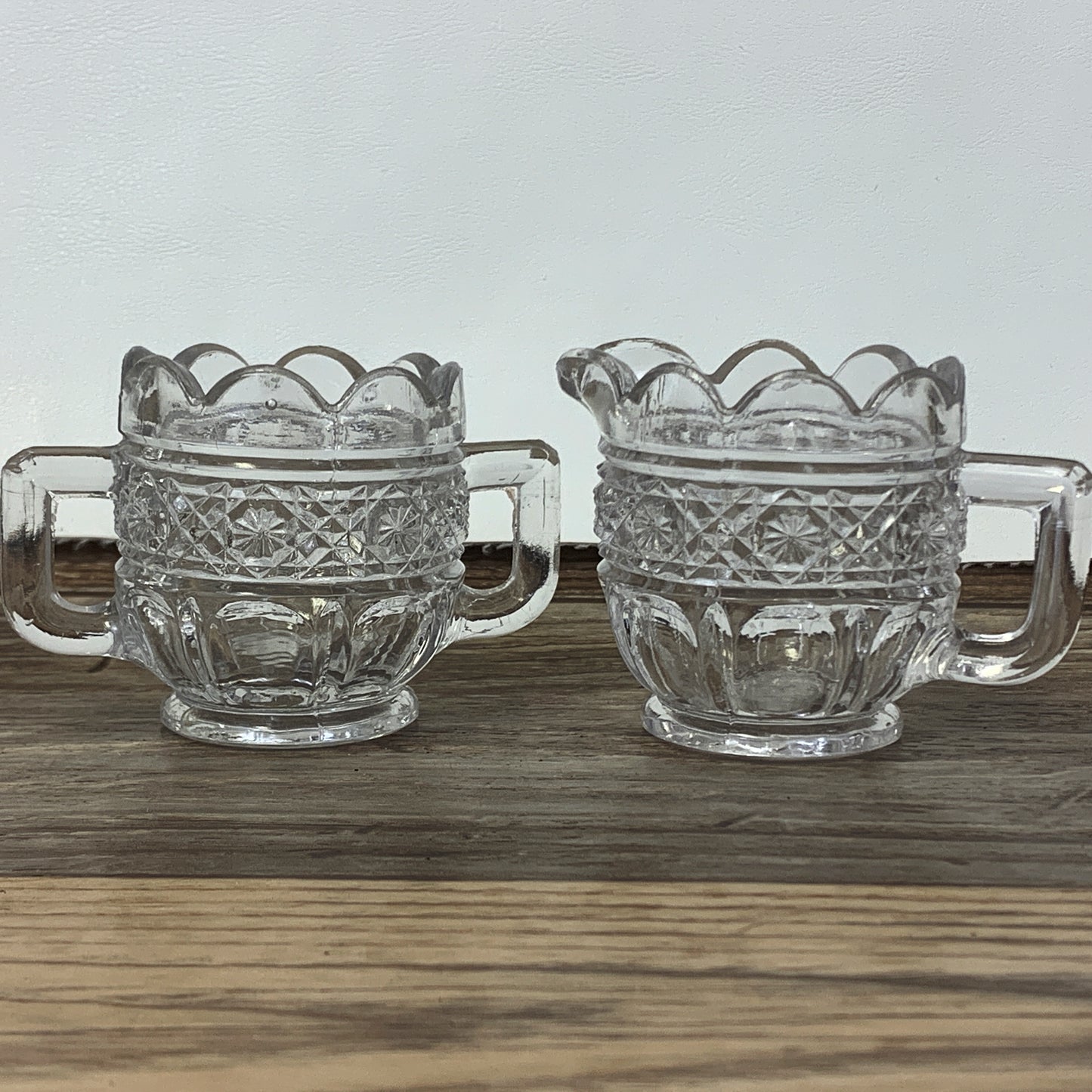 EAPG Child's Size Cream and Sugar c 1913 John B Higbee Glass Company, Miniature Cream and Sugar set