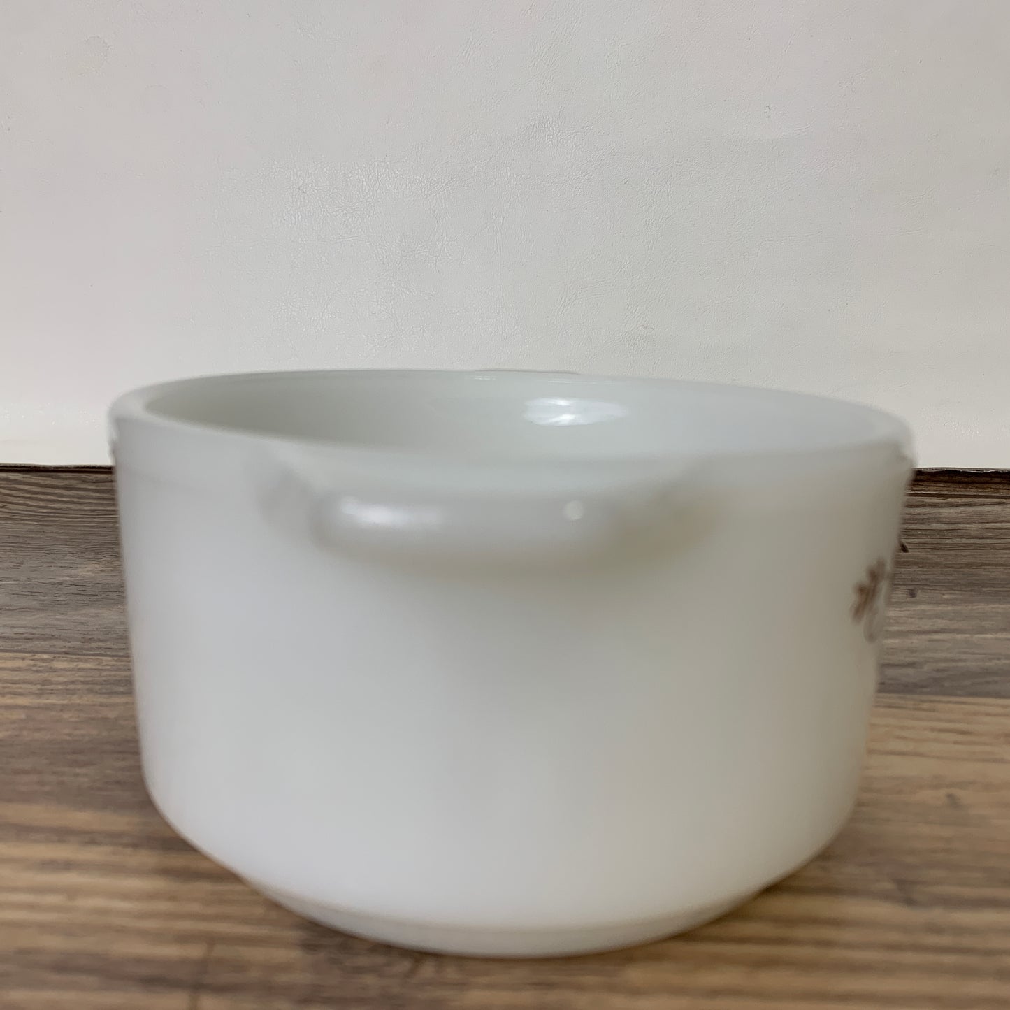 Vintage Pyr-O-Rey Dynaware Brown Floral Daisy Appetizer/Dip Glass Bowl White