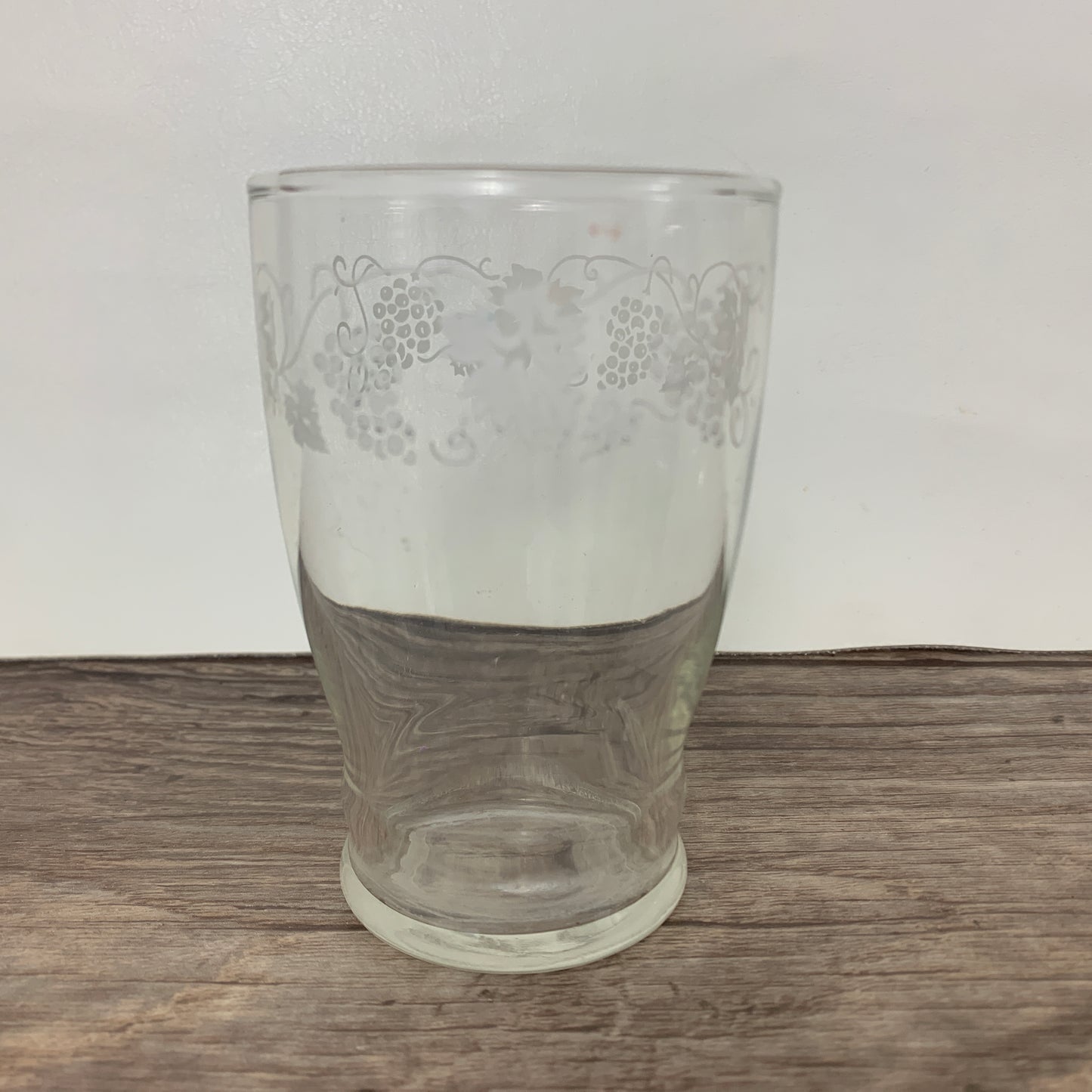 Small Vintage Juice Glasses with White Grapevine Border