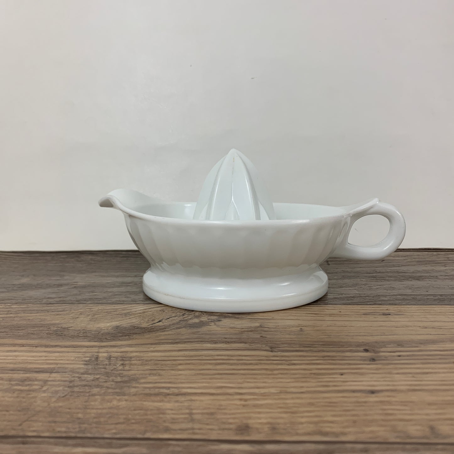 Milk Glass Citrus Reamer, Vintage Juice Press
