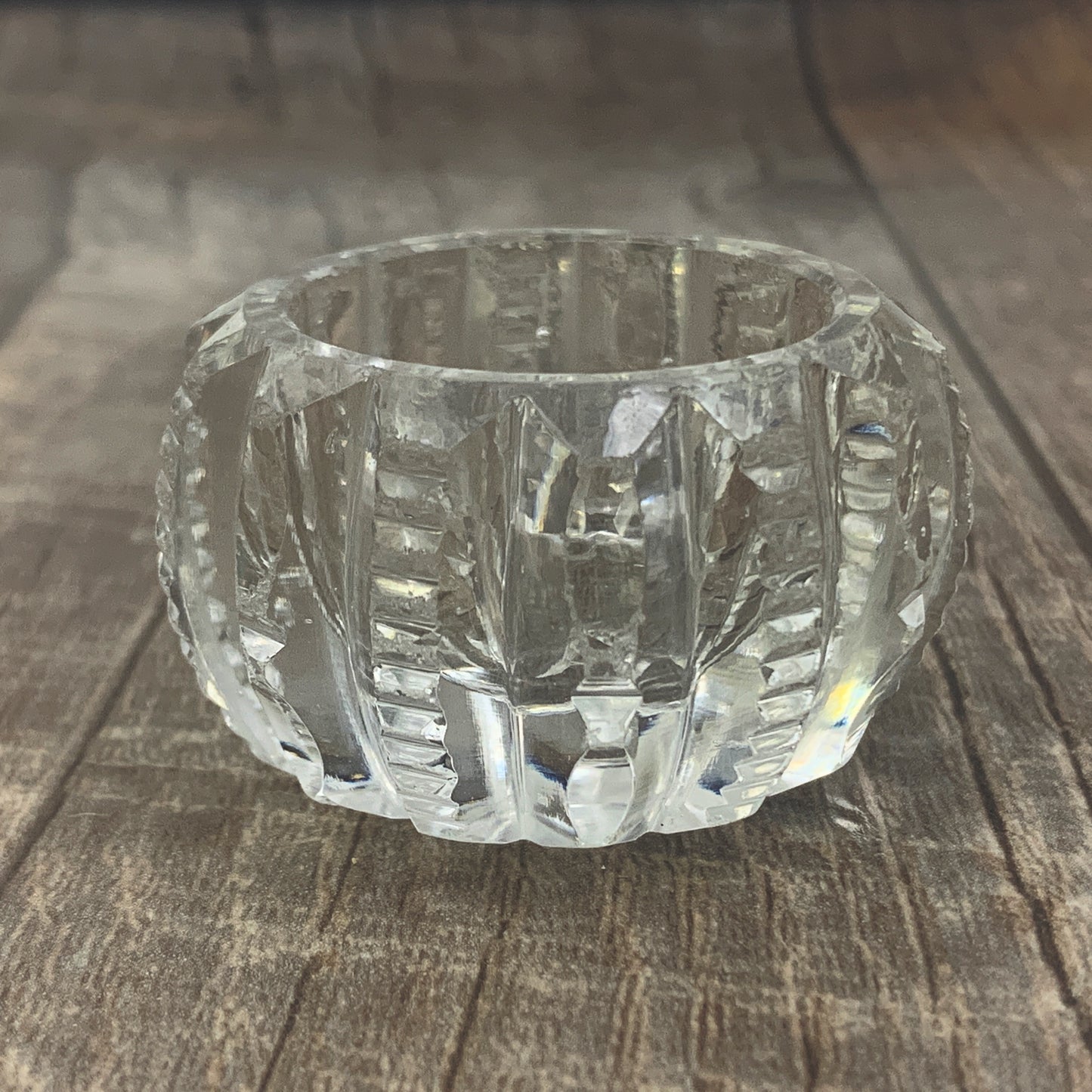 Clear Glass Open Salt Cellar, Cut Crystal Personal Salt Dips
