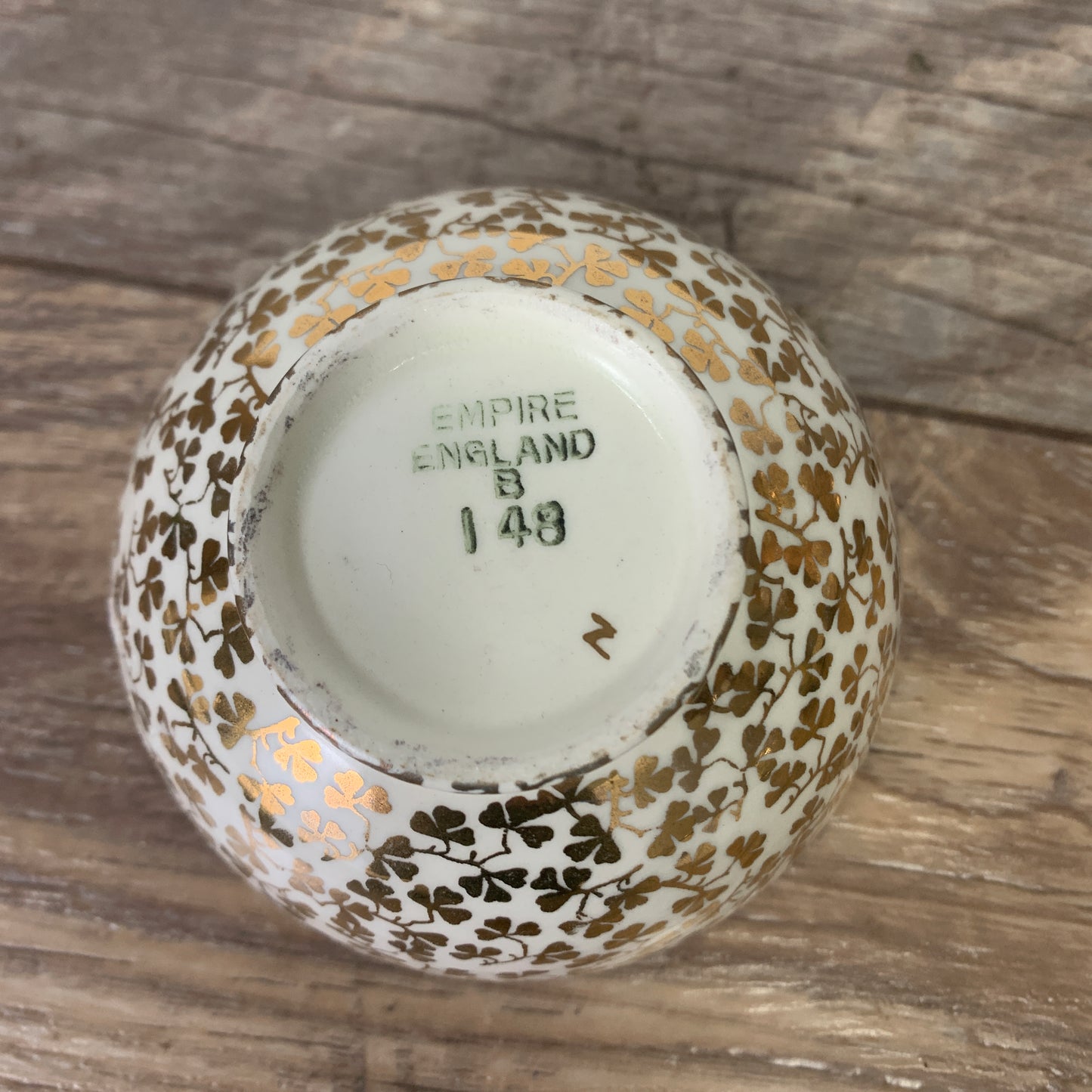Cream and Sugar Bowl with Gold Shamrock Pattern