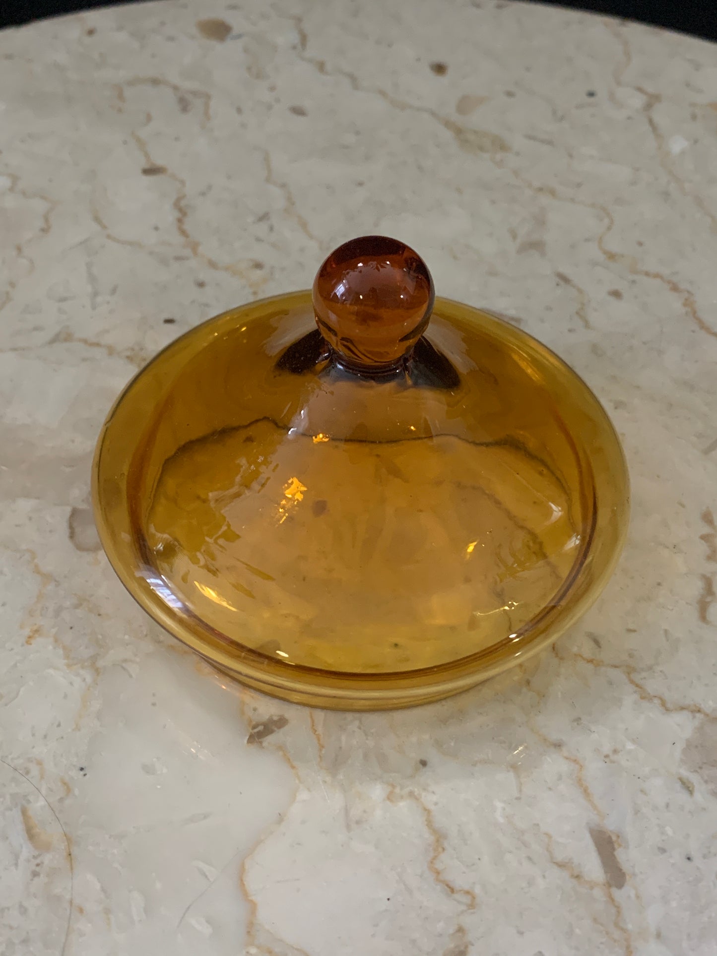 Blown Glass MCM Lidded Dish Empoli lidded Candy Dish Amber Candy Jar