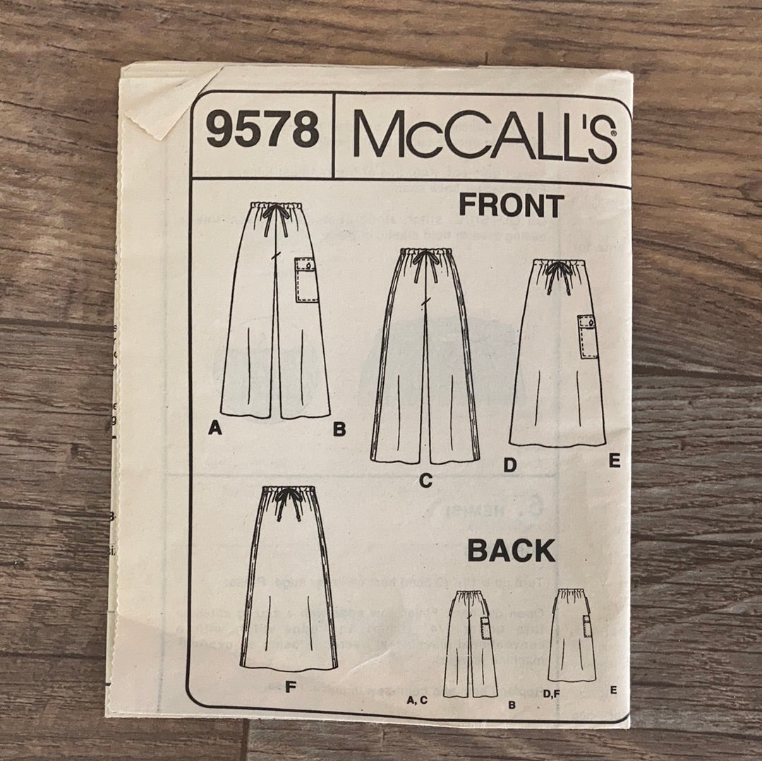 Misses Wide Leg Pants and Long Skirt Sewing Pattern Size 8 and 10 McCalls 9578