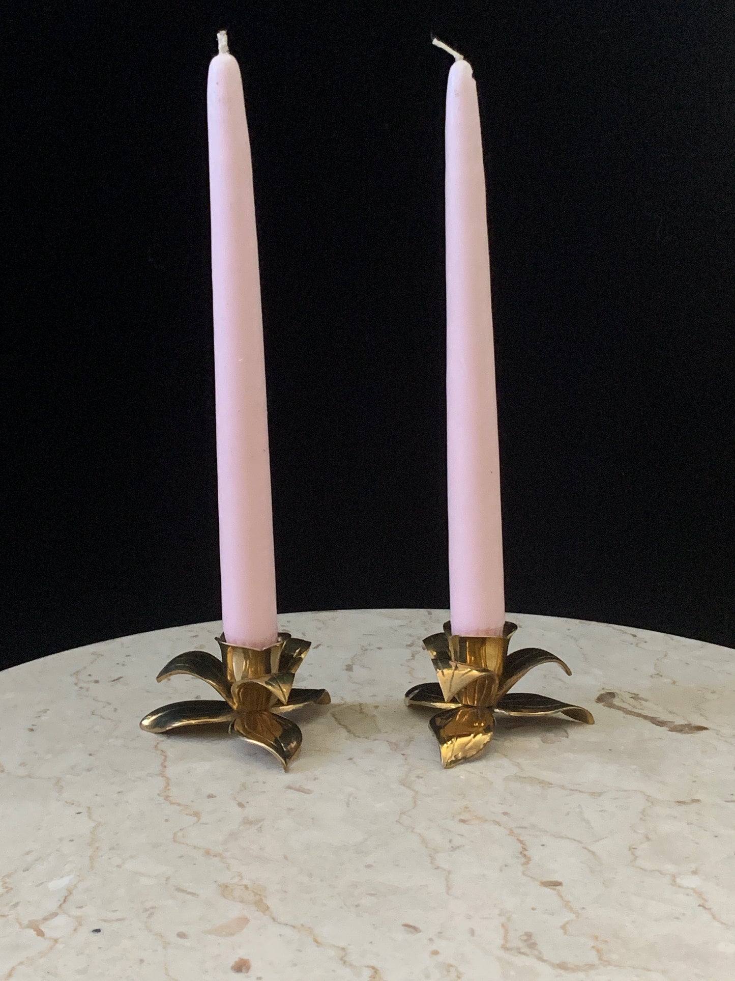 Brass Flower Candlestick Holder