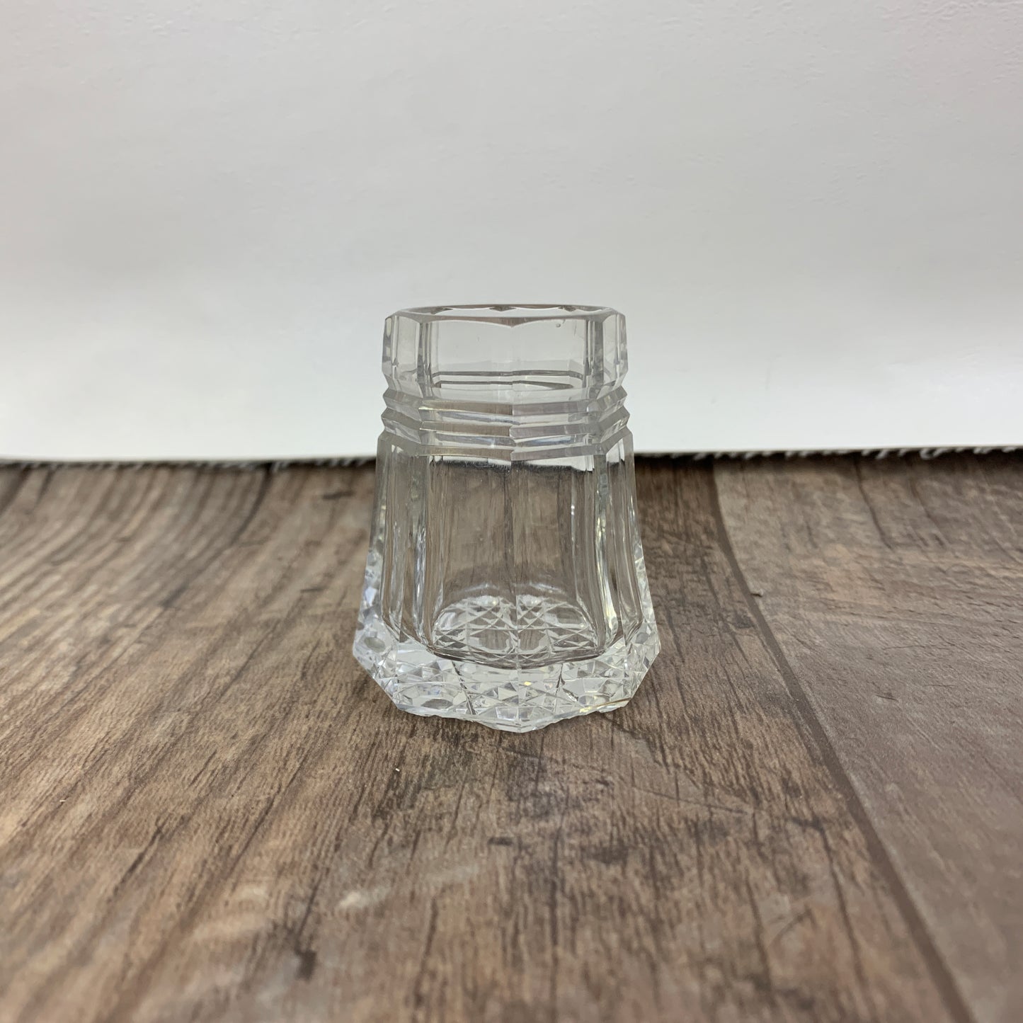 Vintage Glass Octagon-Shaped Toothpick Holder with Patterned Base