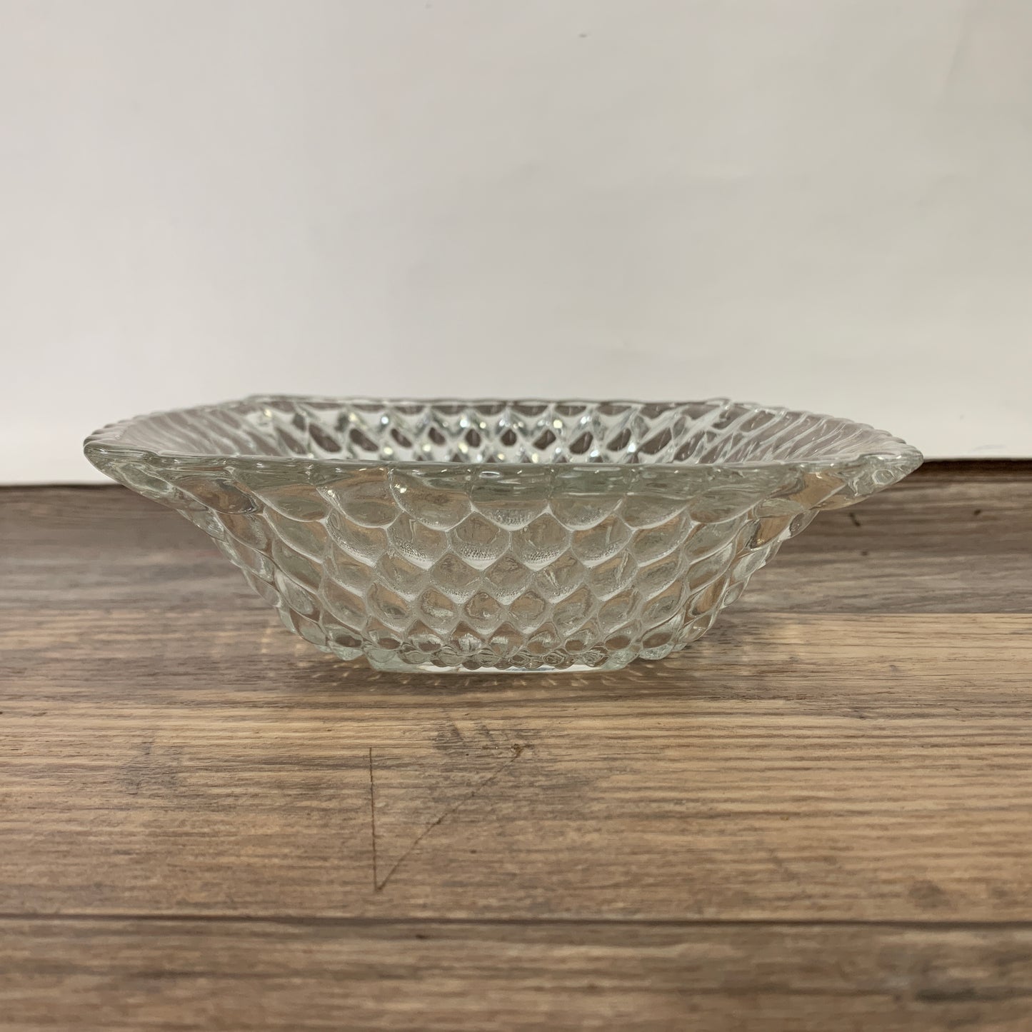 Vintage Anchor Hocking Square Bowl with Fish Scale Pattern