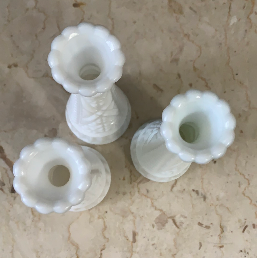 Group of 3 Vintage Milk Glass Vases Instant Collection