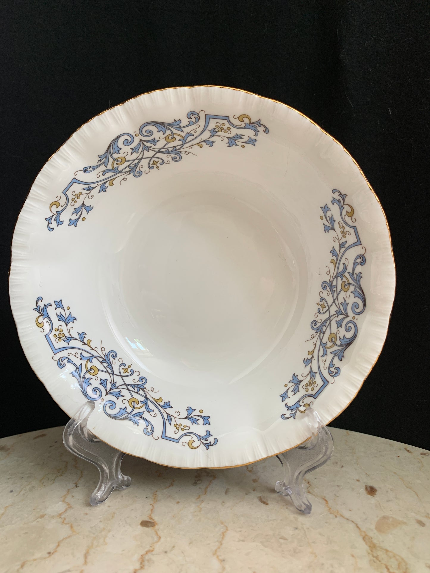 Cereal Bowl Blue and Yellow Scroll Design Set of 3 Bowls Royal Standard 6.75”