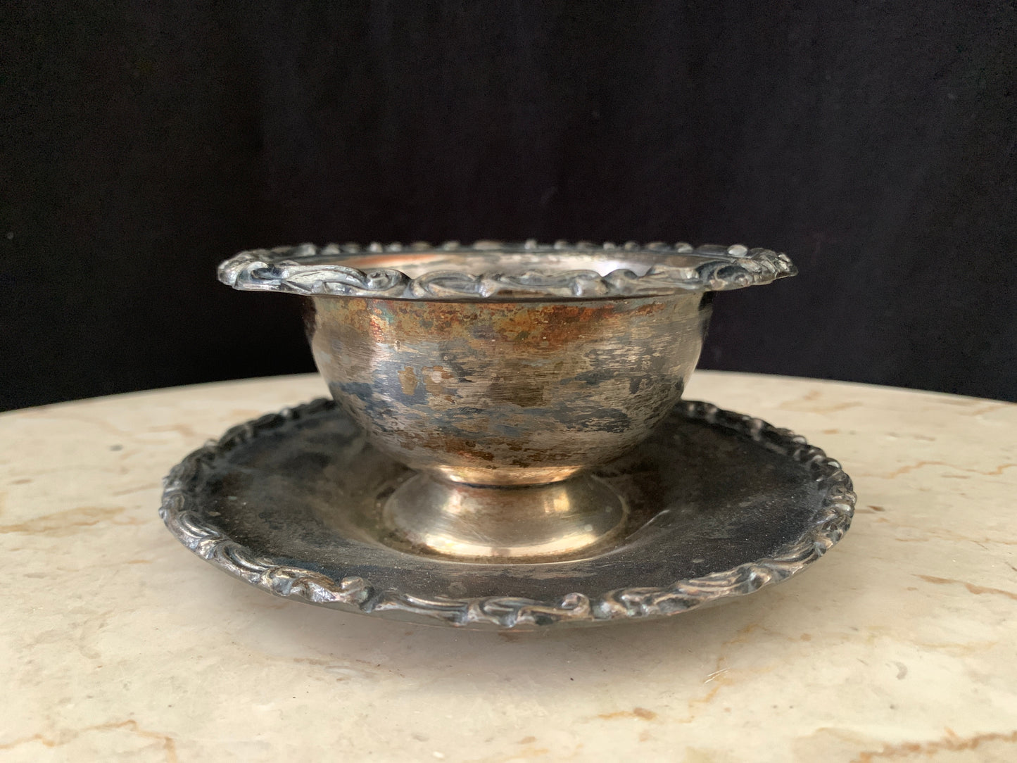 Silver Plated Bowl with Under Plate Small Silver Dish