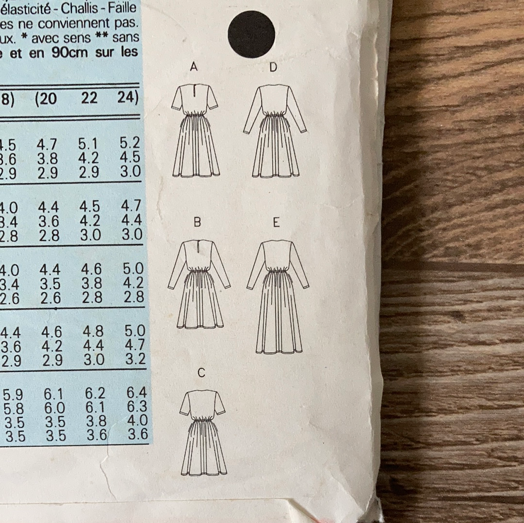 Misses Pullover Dress in Below Knee or Evening Length Short or Long Sleeves Sewing Pattern Size 8 to 12 Butterick 3447