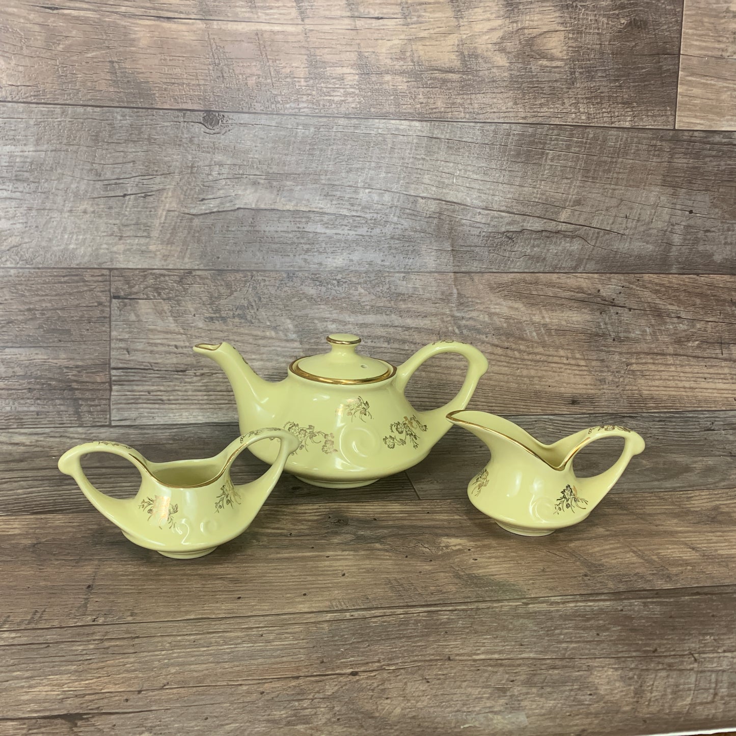 Yellow Tea Set, Vintage Teapot, Creamer, and Sugar Bowl