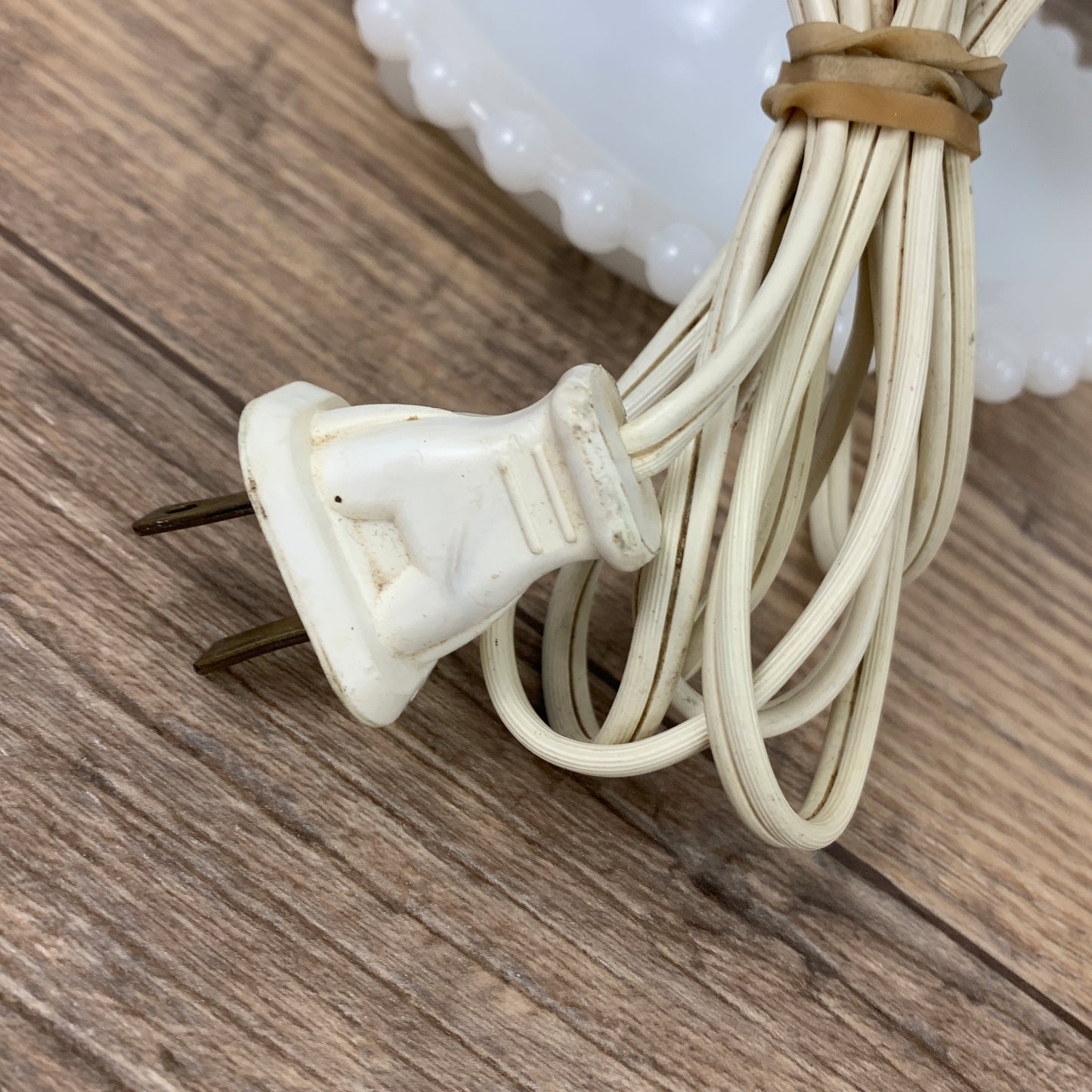 Small Table Lamp with Milk Glass Base and Frosted Glass Shade