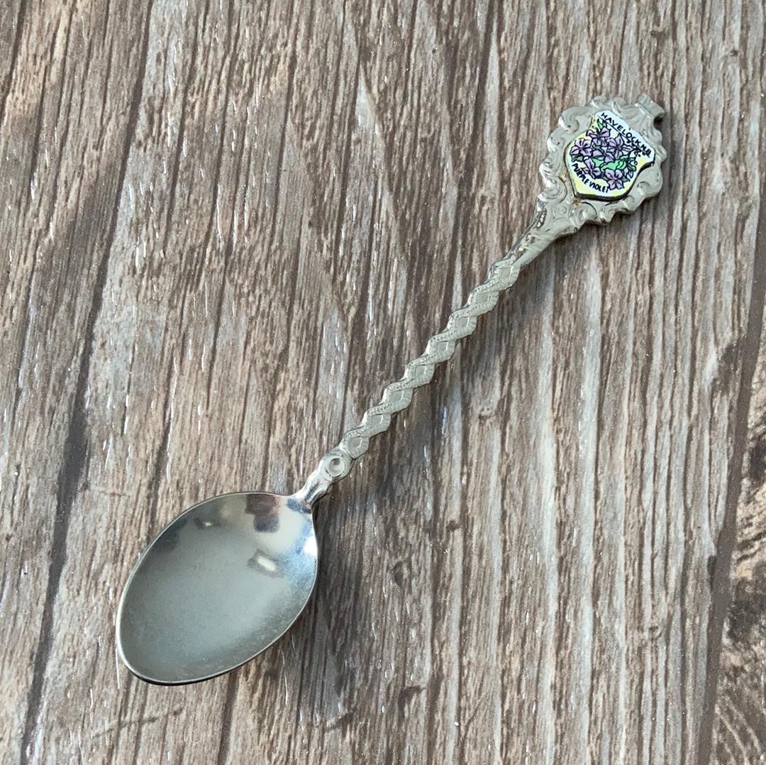 Havelock New Brunswick Canada with Purple Violets Collectible Vintage Souvenir Spoon