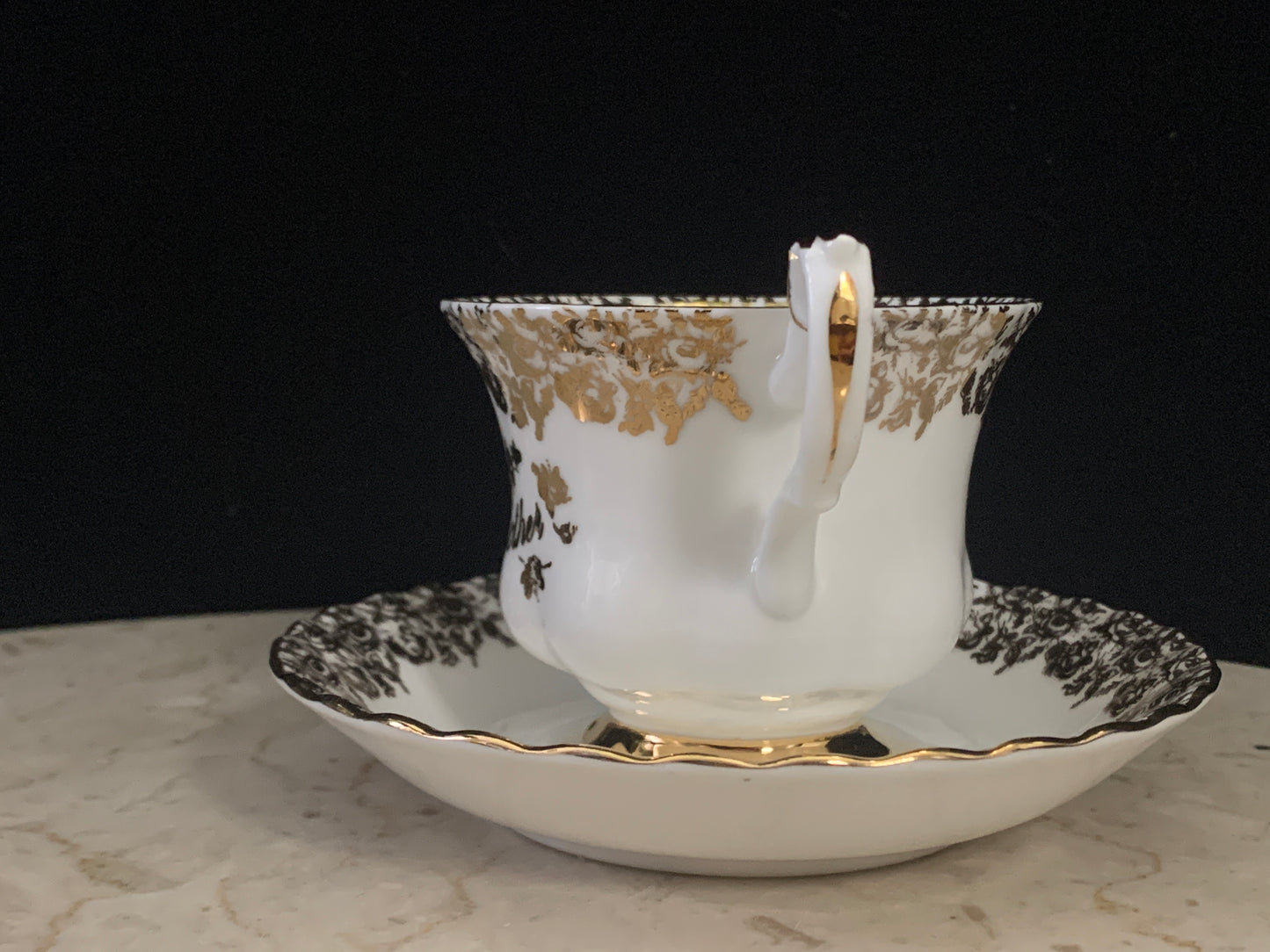Royal Albert Mother Gold Filigree Vintage Tea Cup and Saucer Gift for Mom