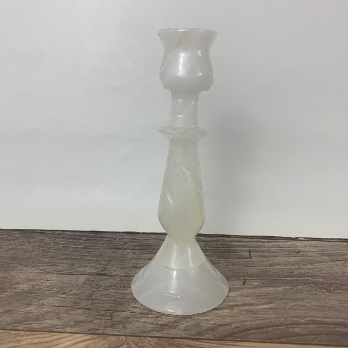 Carved Stone Candlestick, Vintage Home Decor, Tall White Candlestick