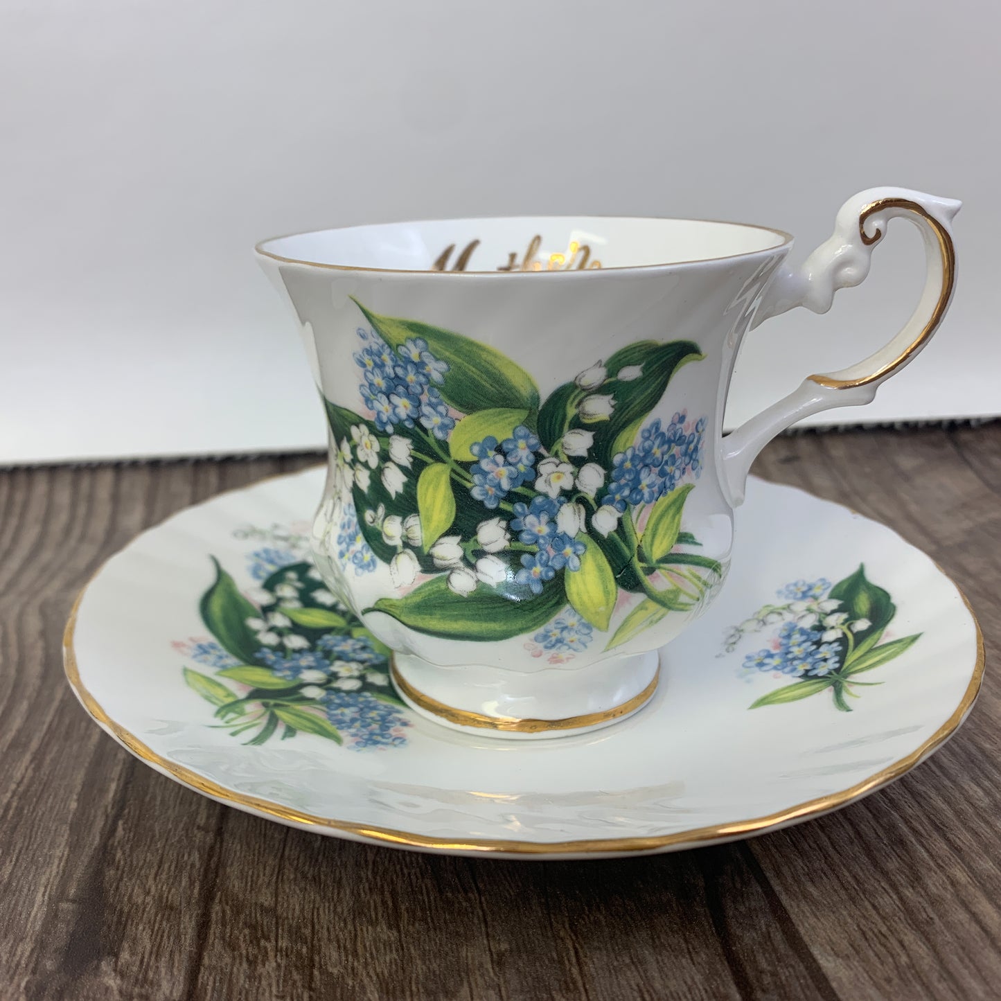 Lily of the Valley Teacup, Gift for Mother, Blue and White Floral Pattern Tea Cup