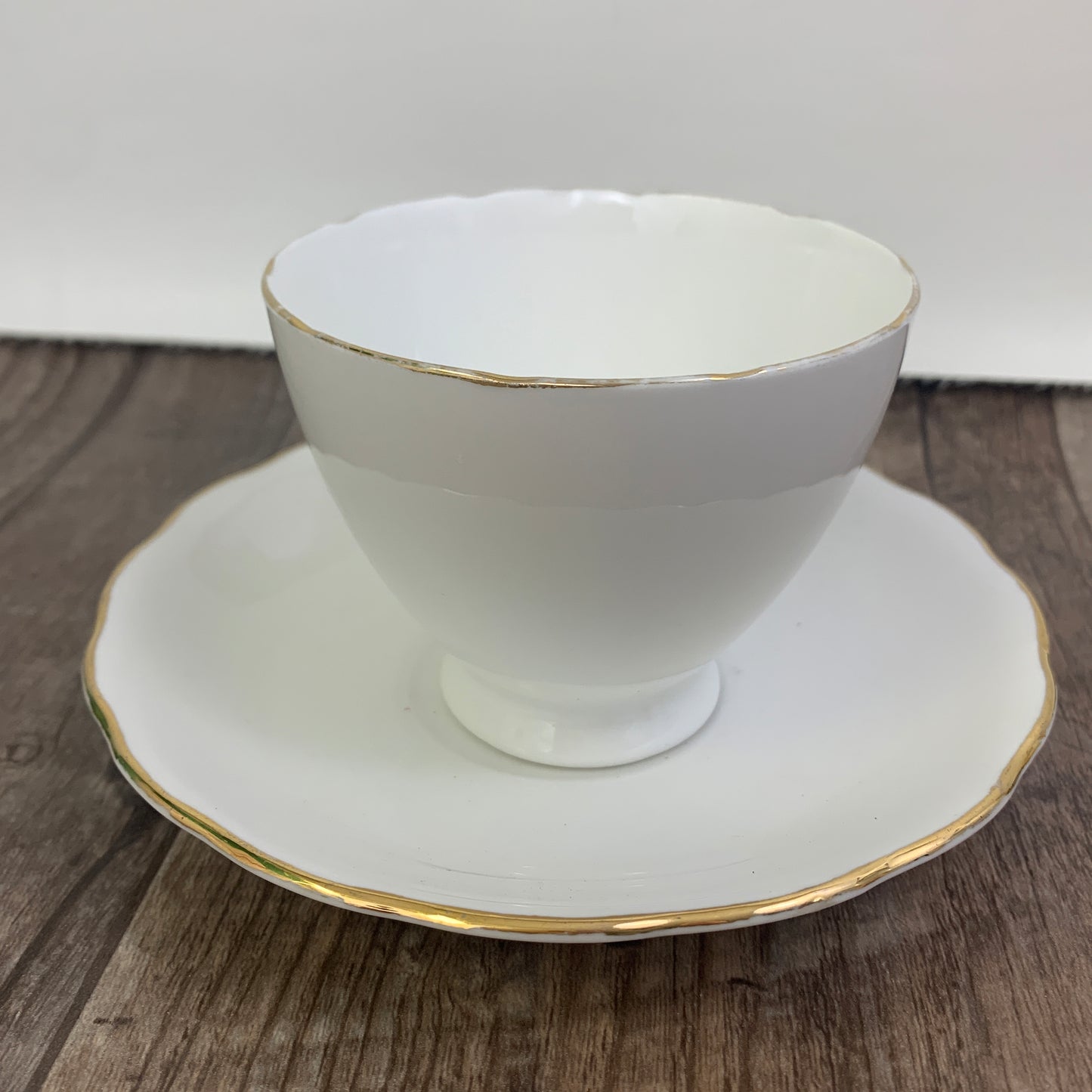 Vintage White Teacup and Saucer Mother Gold Script Vintage Colclough Tea Cup