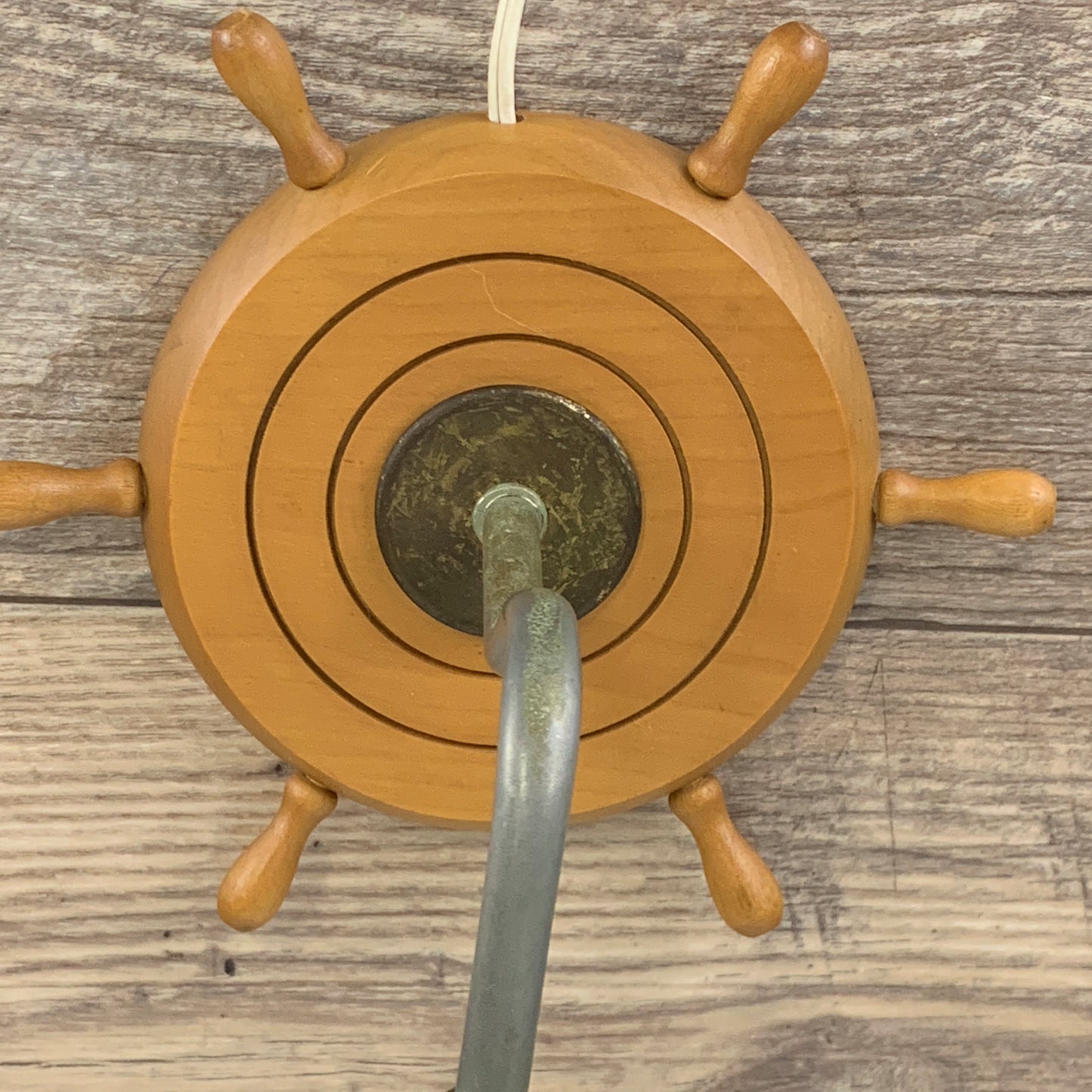 Ship's Wheel Vintage Lamp, Small Wooden Wall Lamp