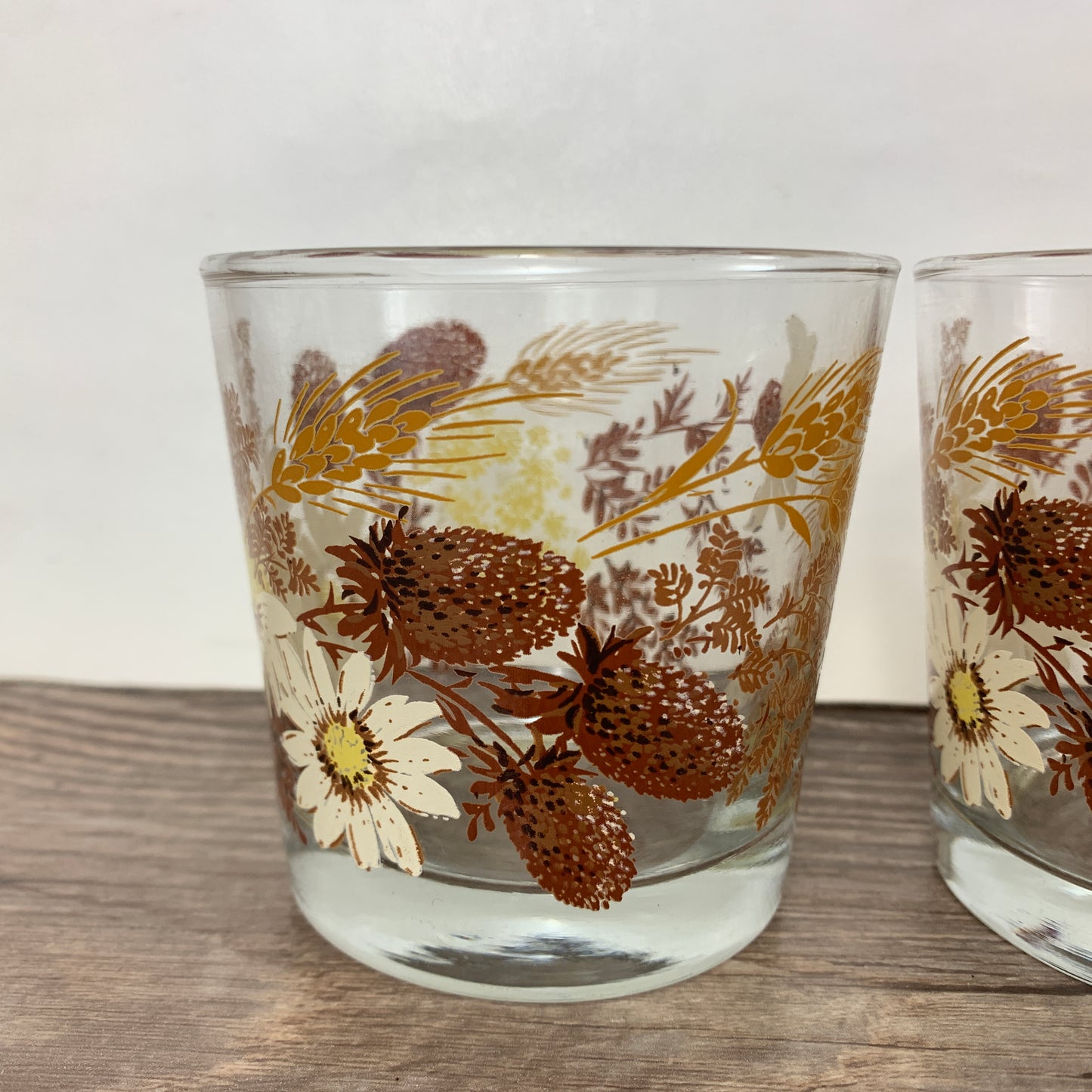 Vintage Juice Glasses with Fall Theme Design Set of 4