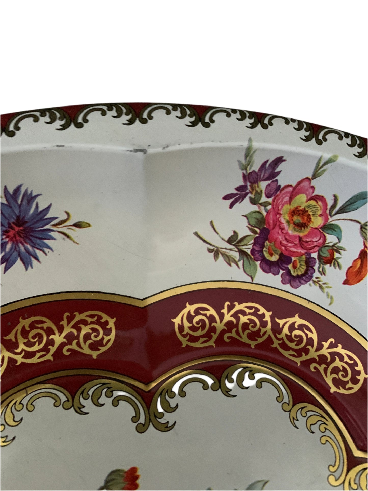 Floral Tray with Burgundy and Gold Design by Daher Ware