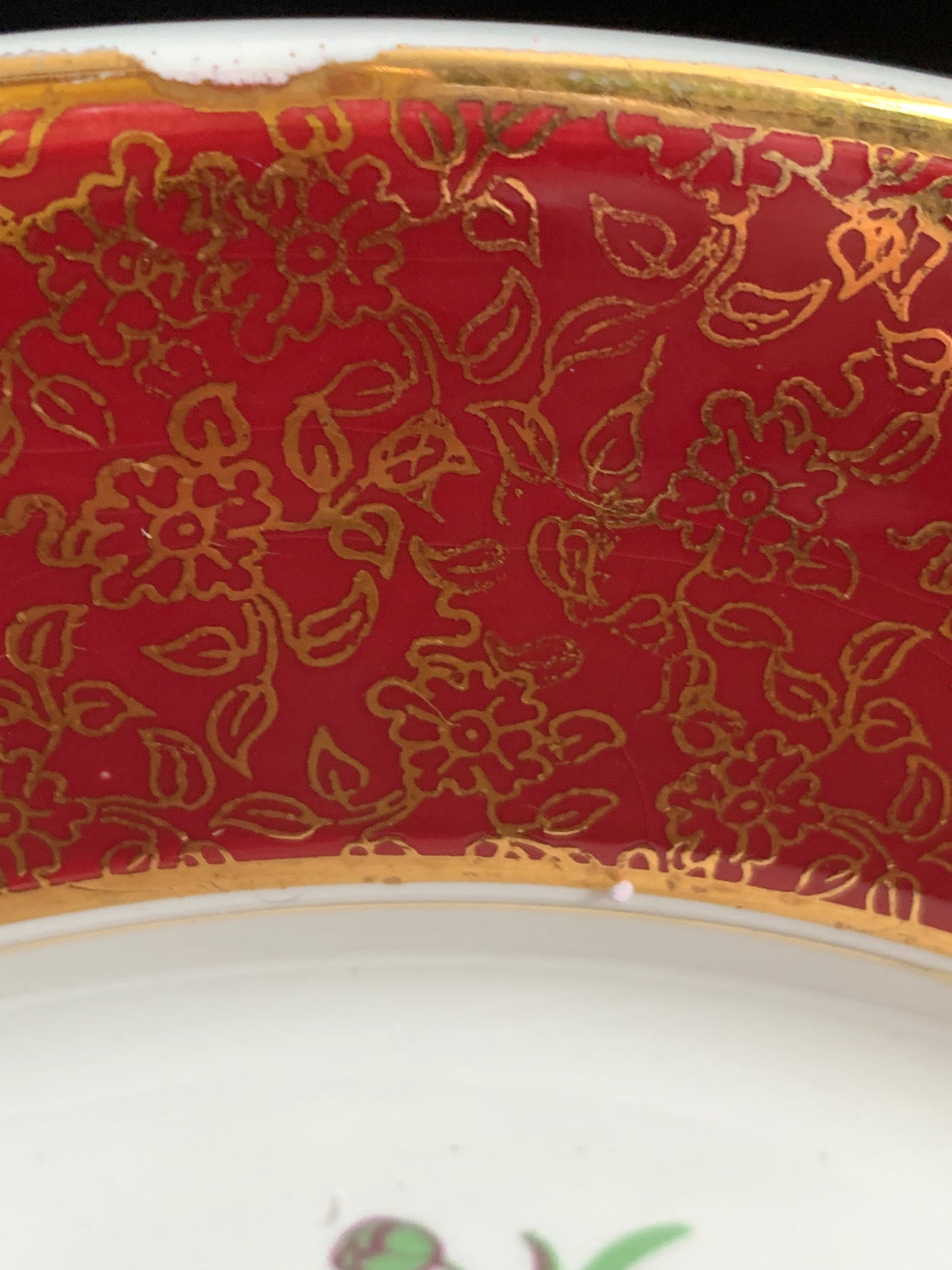 Burgundy and Gold Vintage China Wall Chargers