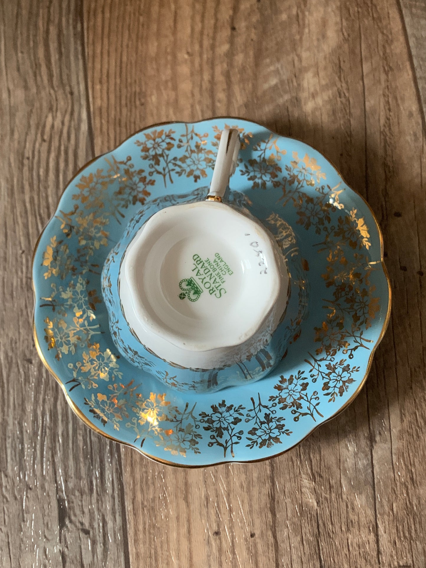 Blue and Gold Vintage Tea Cup and Saucer Royal Standard Teacup