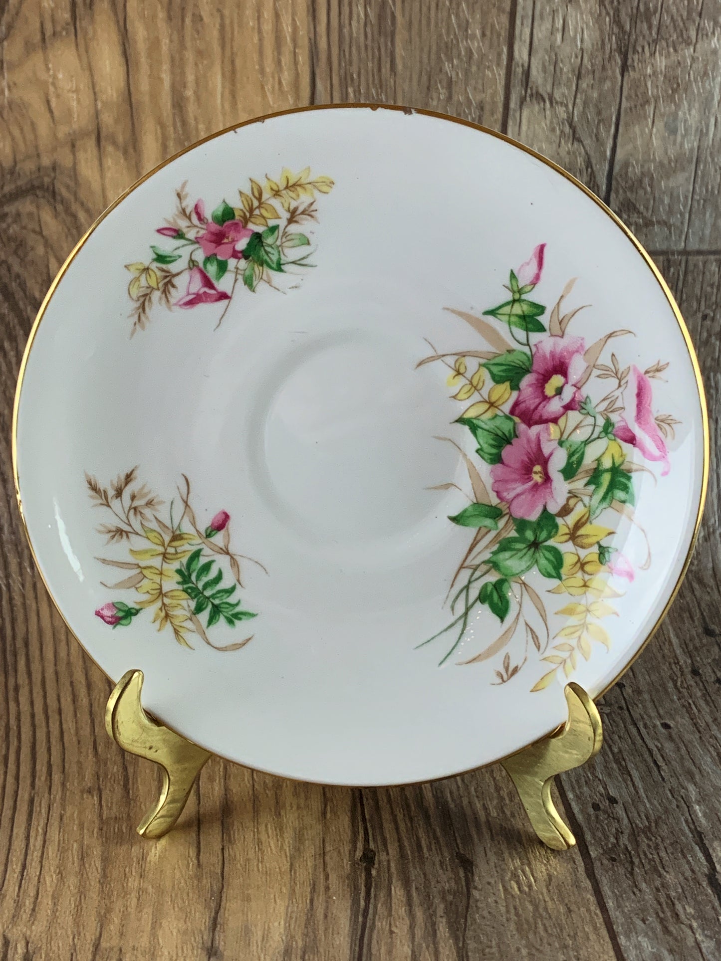 Vintage Teacup with Pink Trumpet Flowers Clare China Pink Floral Tea Cup