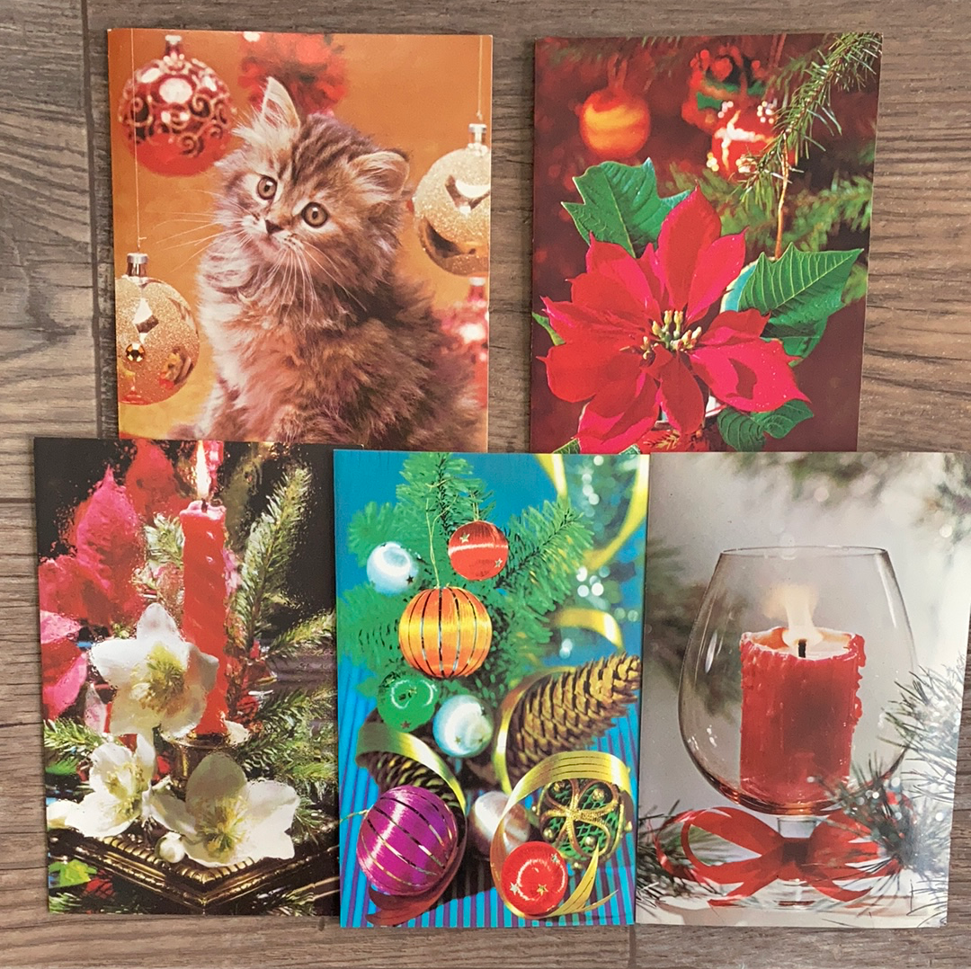 Vintage 1970s Christmas Cards Lot of 15 Junk Journal Paper Ephemera Vintage Christmas Cards