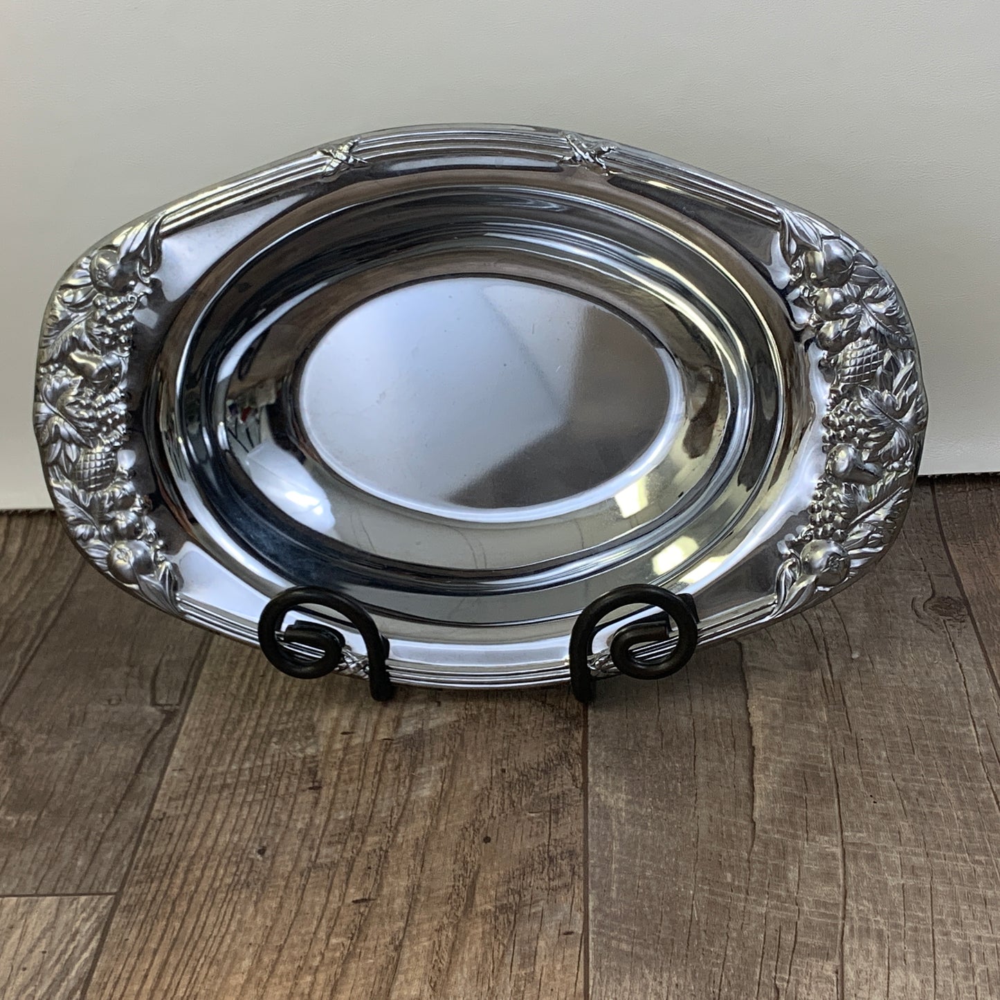 Oval Silver Plated Dish with Raised Fruit Design