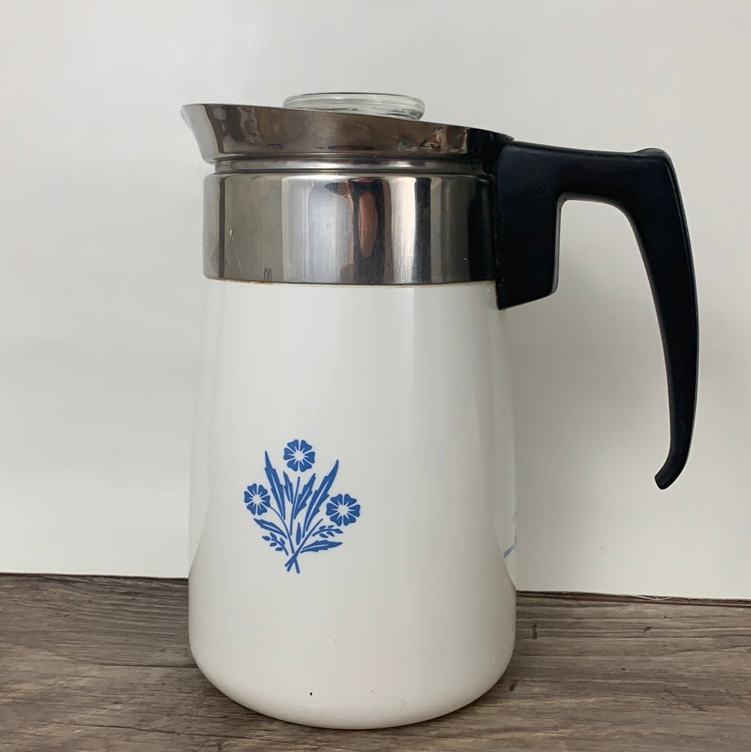 Vintage Coffee Percolator, Blue Cornflower Coring Ware Vintage Percolator