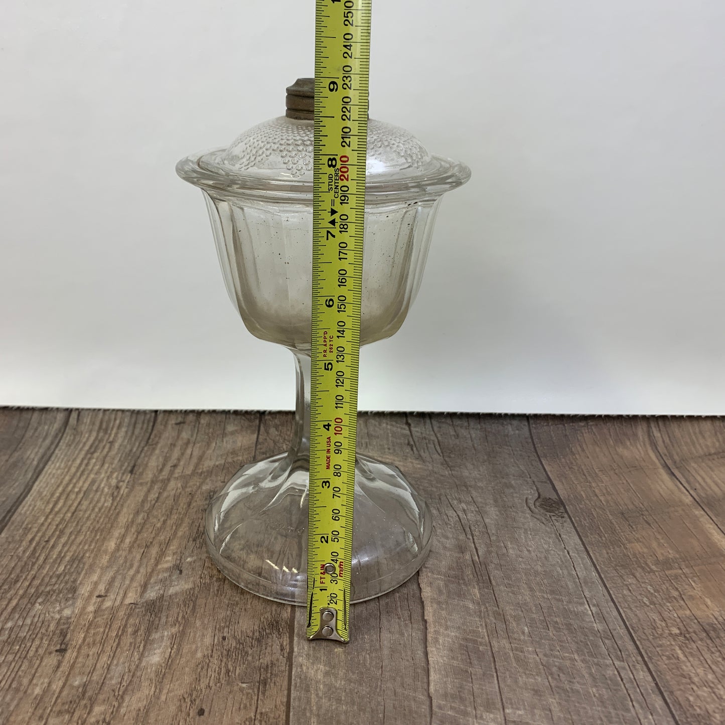 Antique Pedestal Oil Lamp Base - Chipped, Antique Farmhouse Decor Tall Glass Oil Lamp