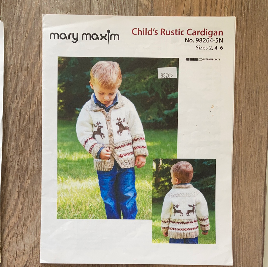 Unisex Childrens Cardigan Knitting Pattern with Matching Doll Sweater Pattern