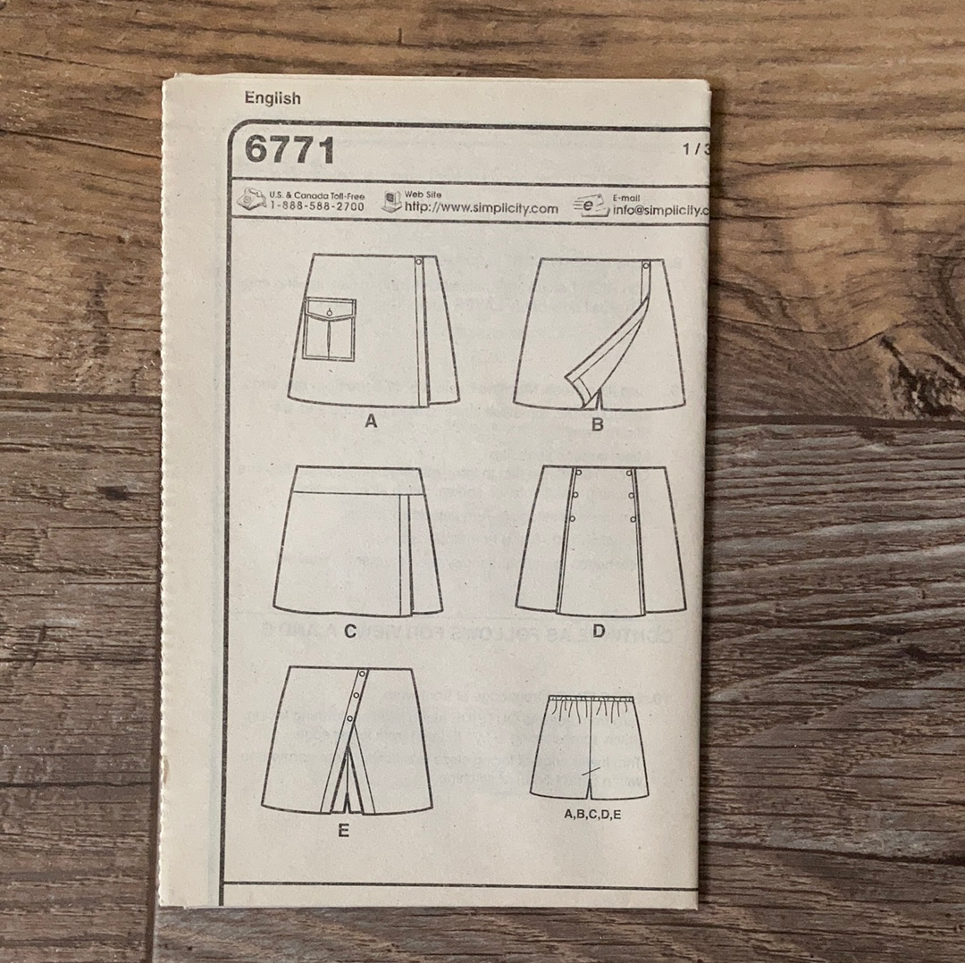 Girls Skort Sewing Pattern Size 4 to 9 New Look 6771
