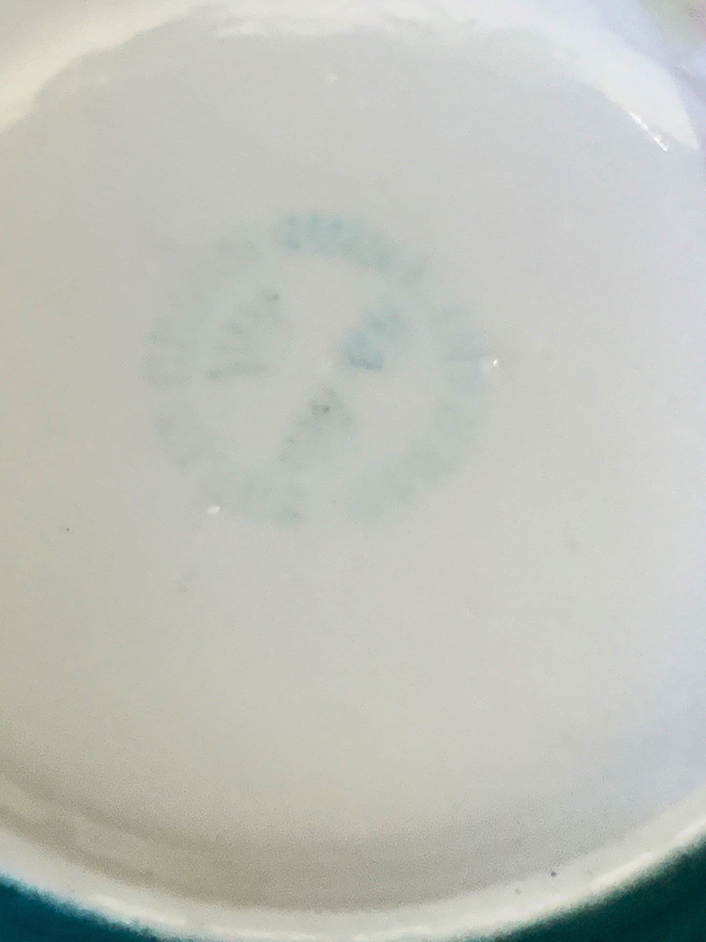 Antique Porcelain Creamer and Cup Teal and White Porcelain with Picture