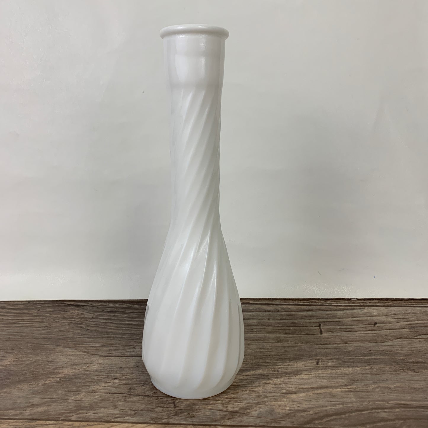 Milk Glass Bud Vase with Swirl Pattern