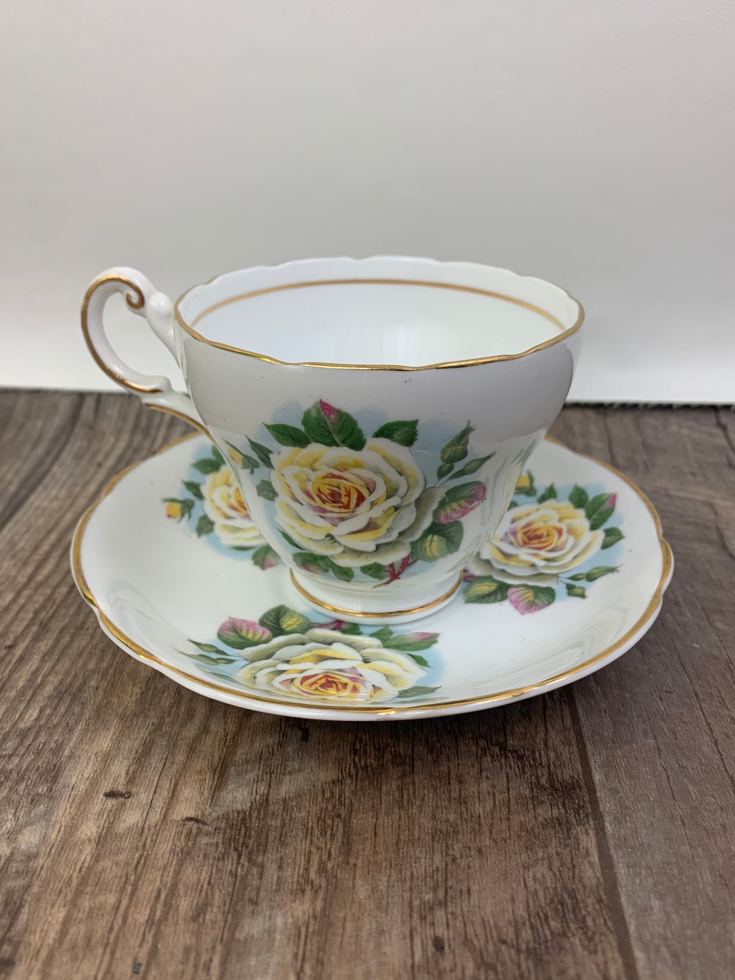 Yellow Rose Vintage Teacup and Saucer by Regency China Vintage Gifts Yellow Floral