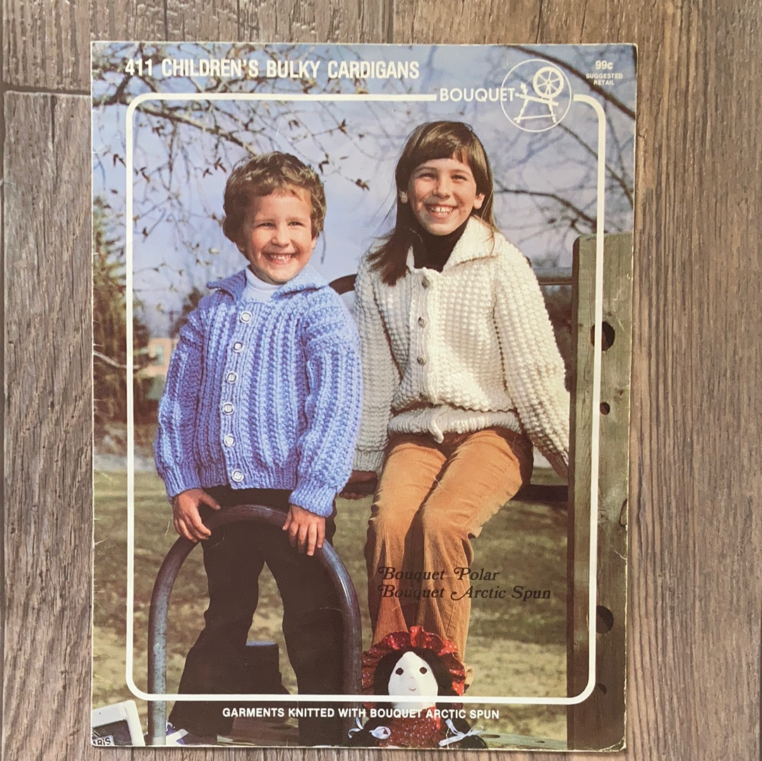 Unisex Childrens Cardigan Knitting Pattern with Matching Doll Sweater Pattern