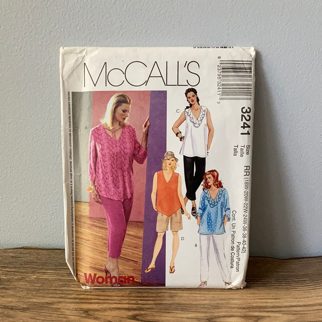 Womens Petite Top and Pull On Pants Plus Size Sewing Pattern Size 18W to 24W McCalls 3241